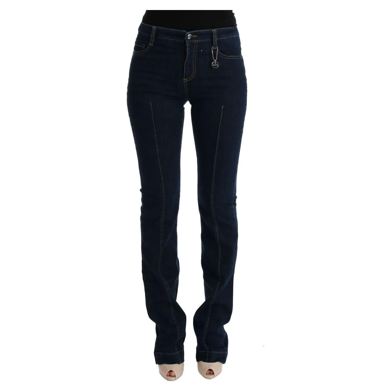 Costume National Chic Flared Cotton Jeans in Blue