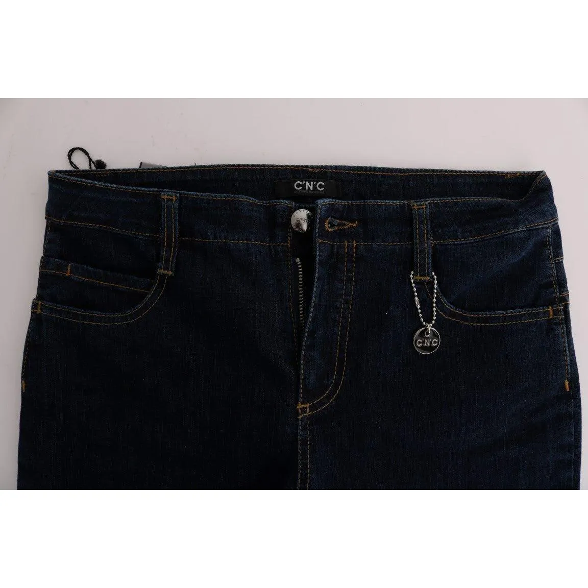 Costume National Chic Flared Cotton Jeans in Blue