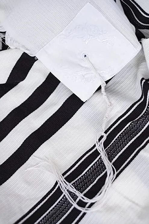 Cotton Traditional Tallis-Black Stripes