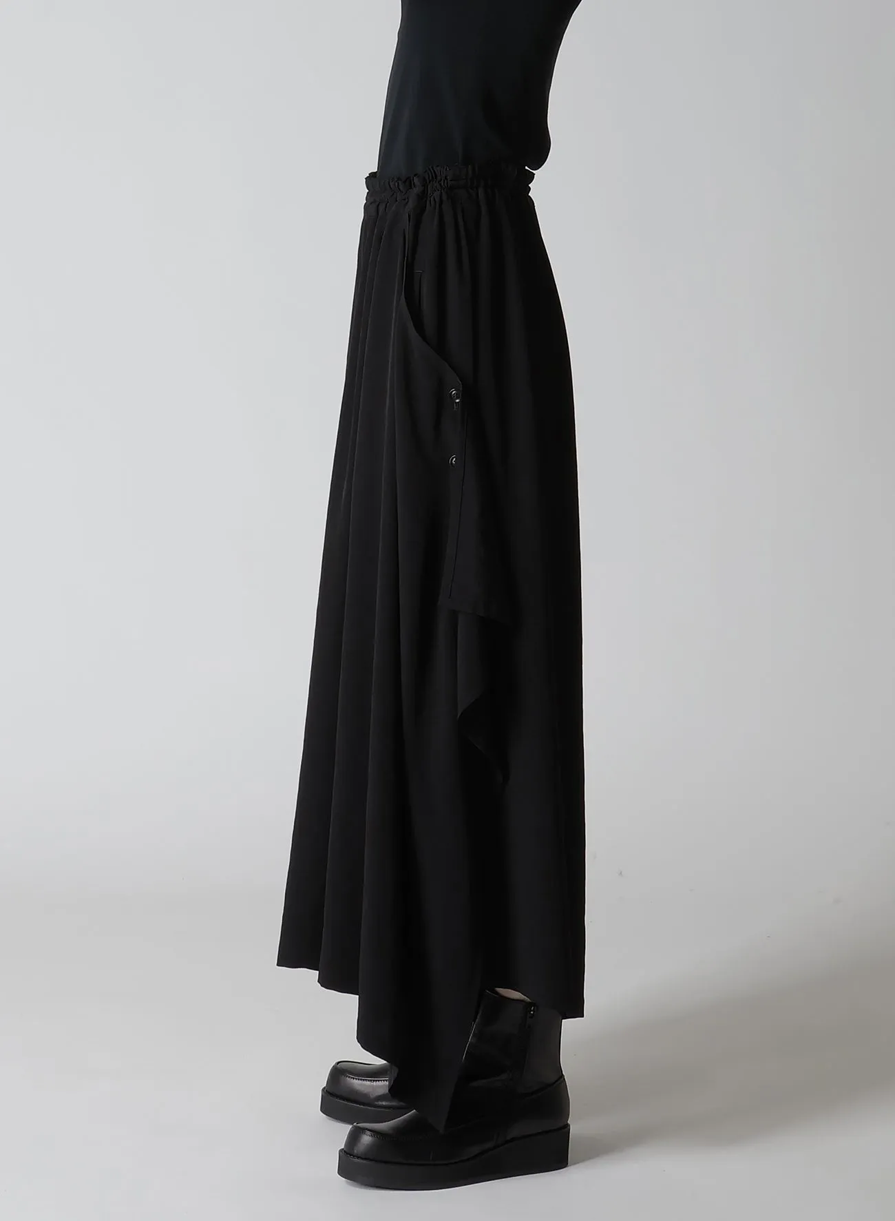 CREPE de CHINE SIDE CLOTH ELASTIC PANTS