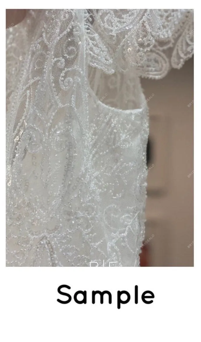 Custom Heavy Beading Lace Bridal Top Organza Skirt