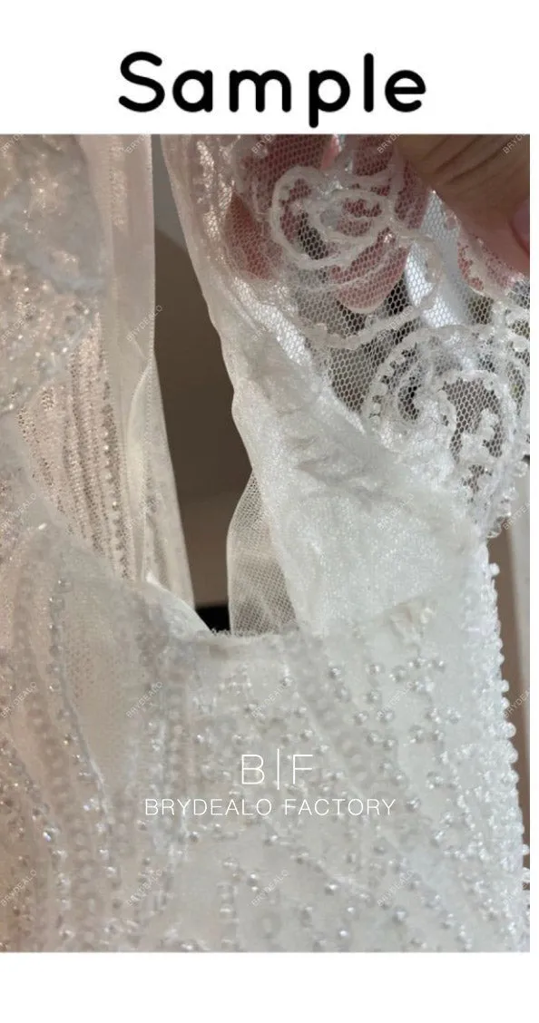 Custom Heavy Beading Lace Bridal Top Organza Skirt