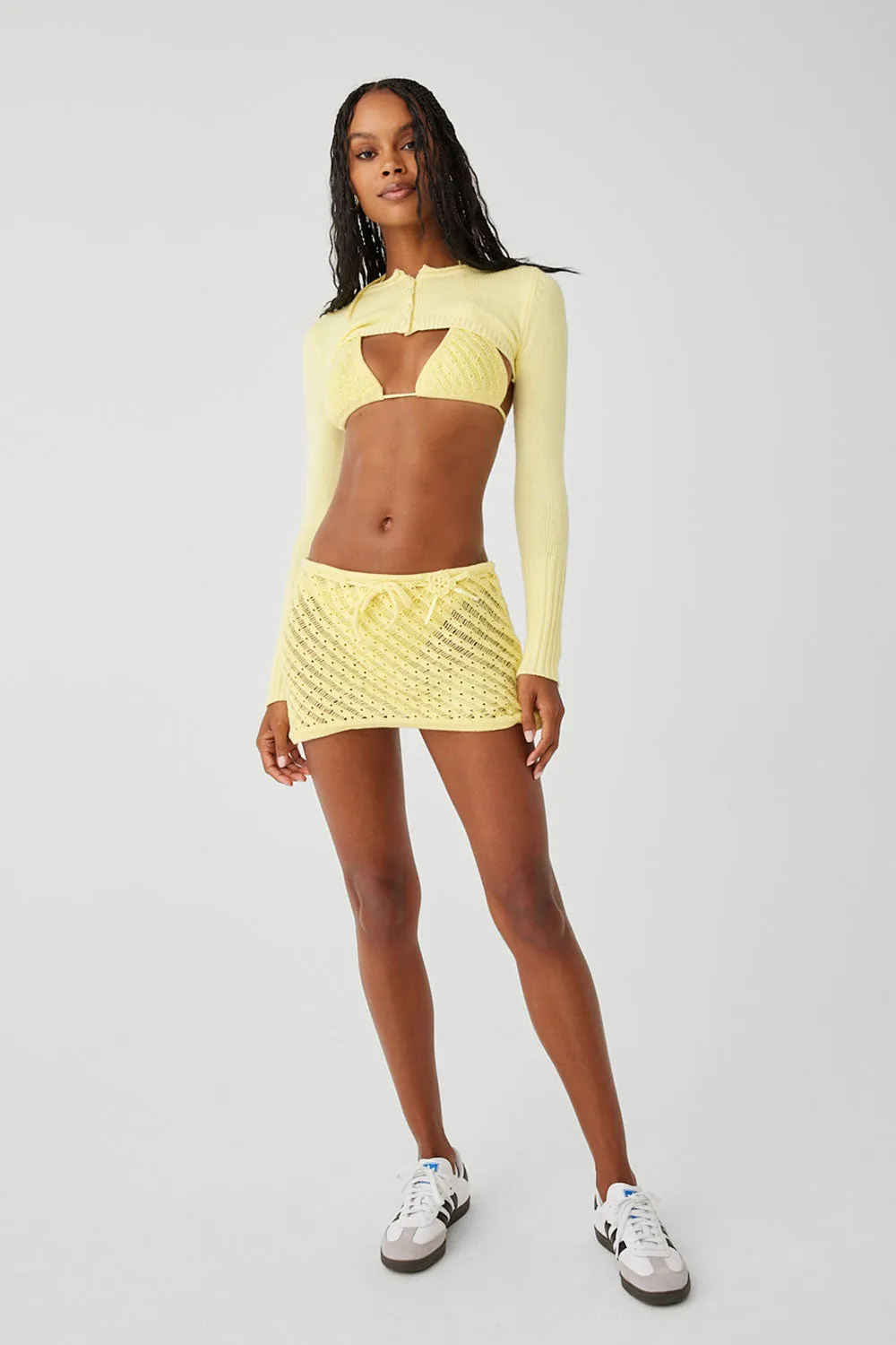 Daffodil Crochet Mini Skirt - Honey Butter