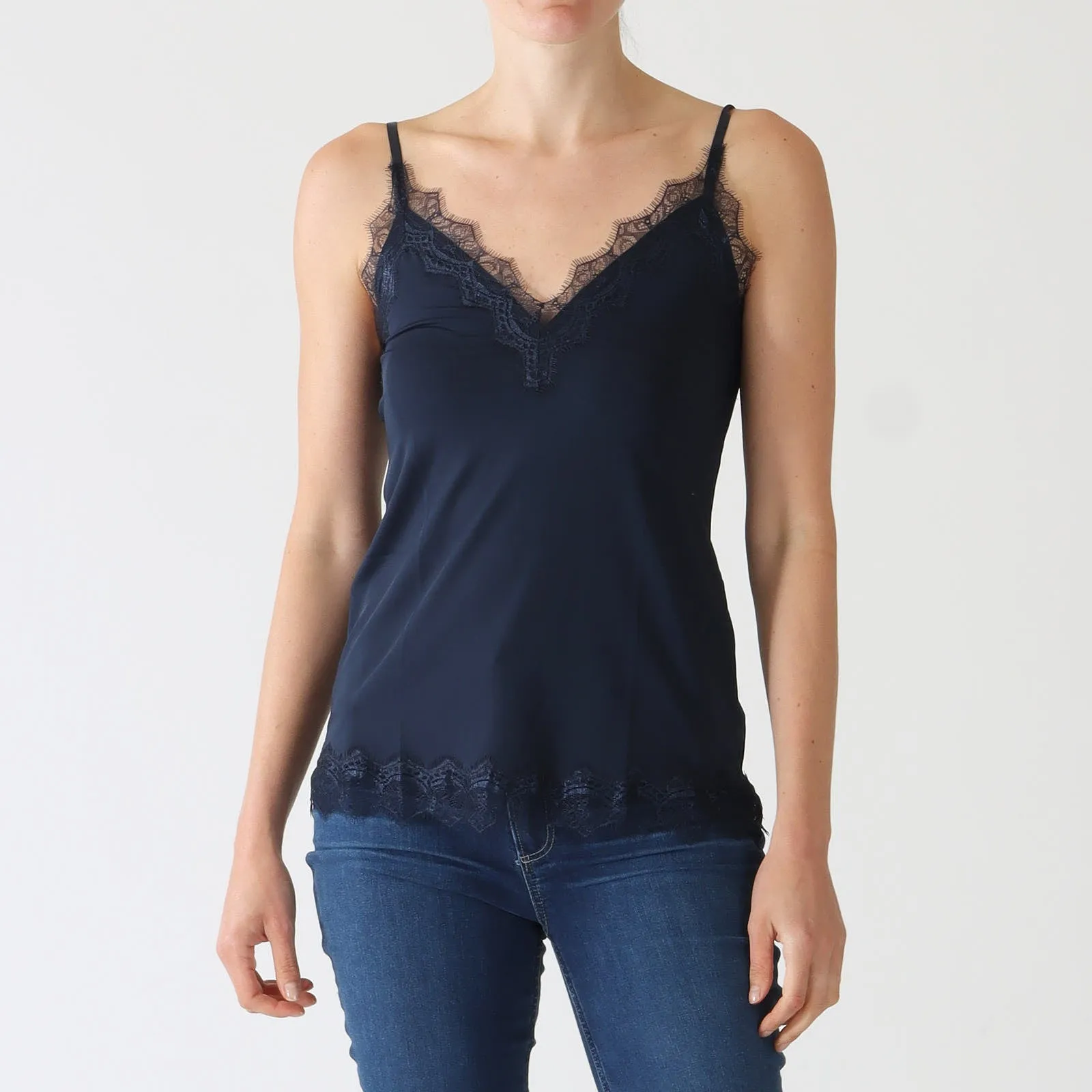 Dark Blue Billie Lace Trim Cami