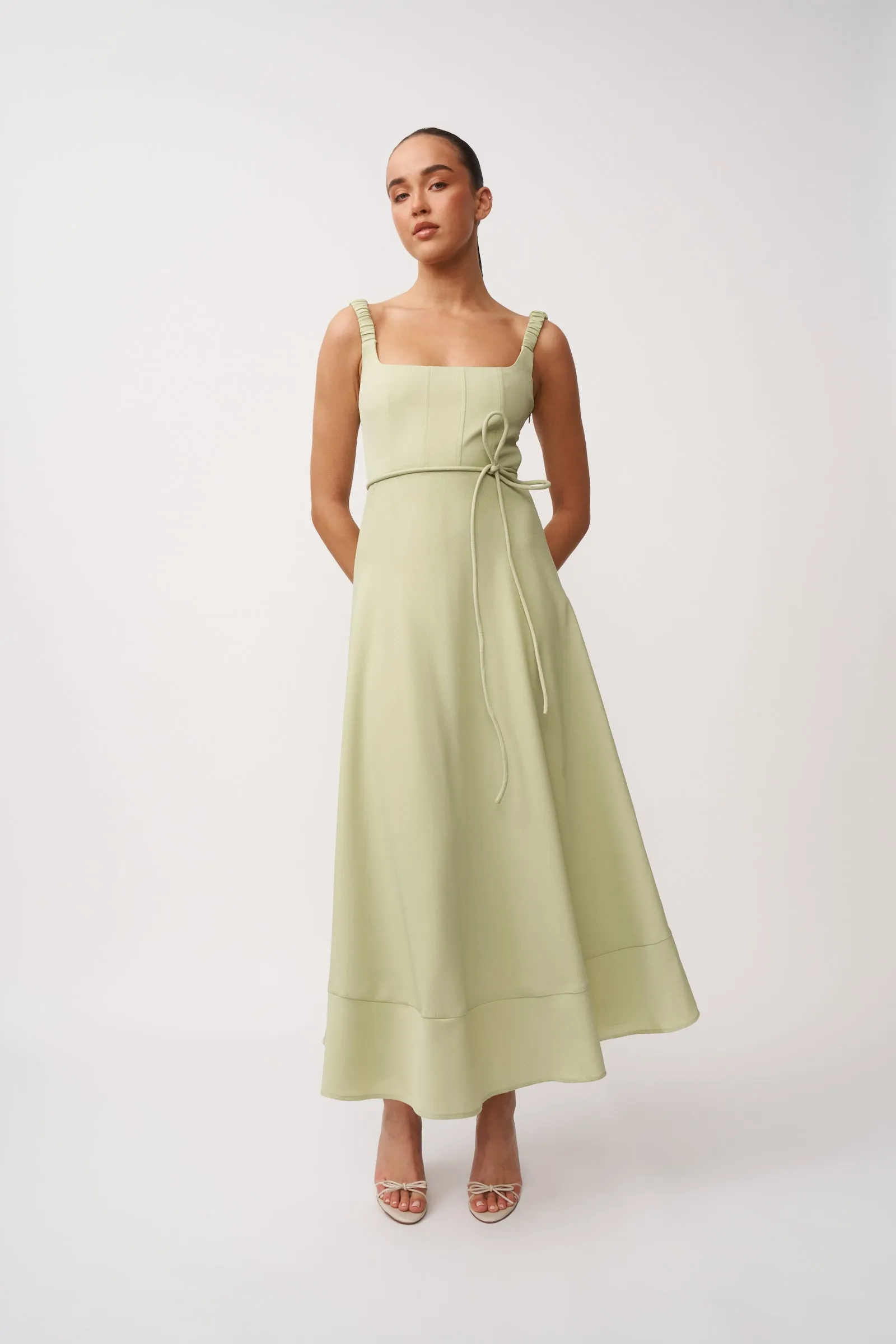 Delilah Bust Midi Dress - Pistachio