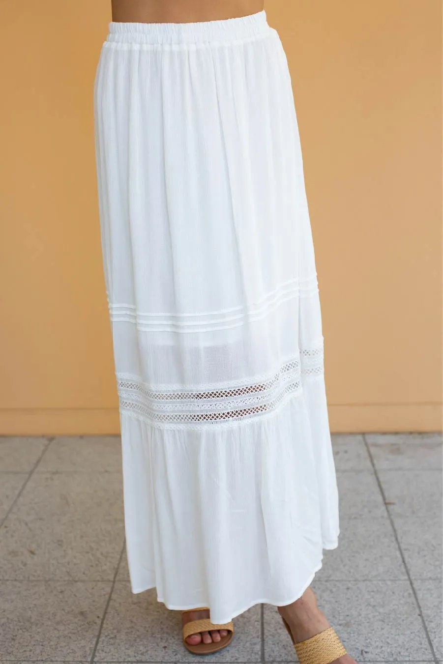 Dharma White Lace Maxi Skirt