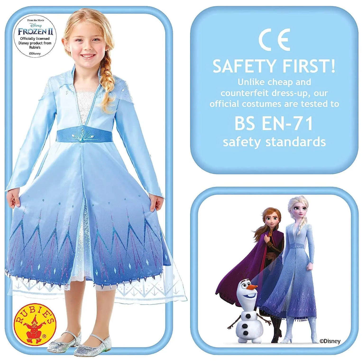 Disney Frozen Elsa Dress & Cape Deluxe Costume 9-10 Years