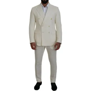 Dolce & Gabbana Elegant Off White Silk-Blend Suit