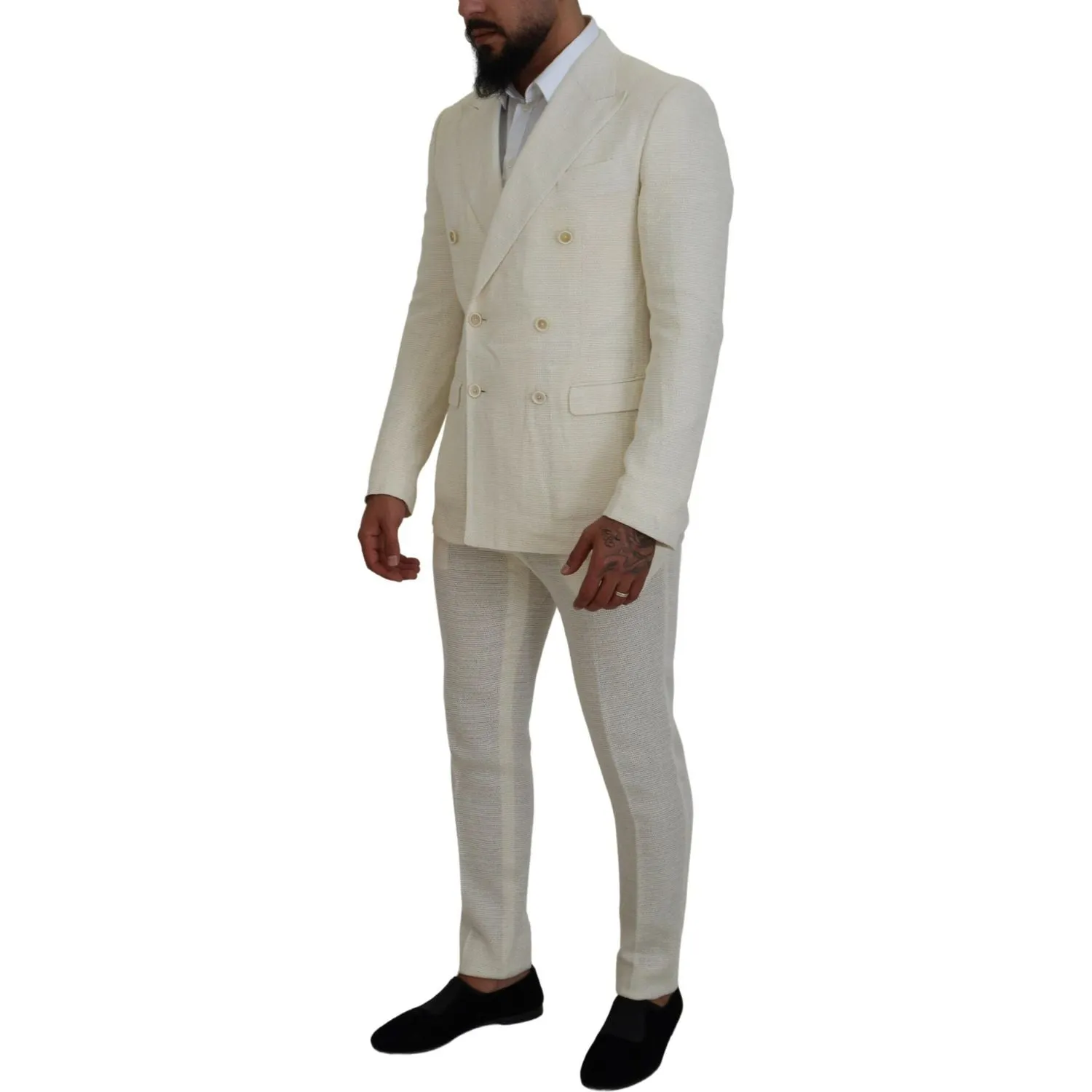 Dolce & Gabbana Elegant Off White Silk-Blend Suit