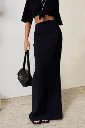 Elastic Waist Maxi Skirt