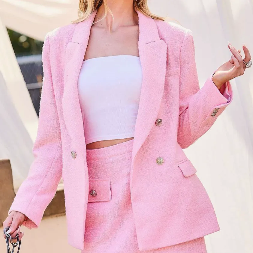 Elle Woods Pink Tweed Blazer Jacket