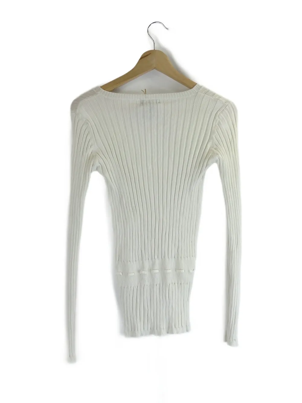 Emerge White Rib Knit Cardigan M