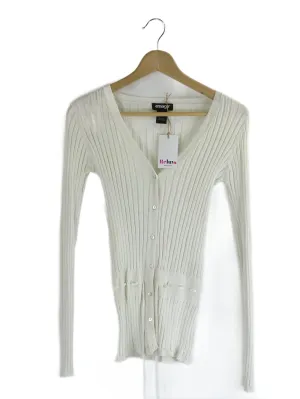 Emerge White Rib Knit Cardigan M