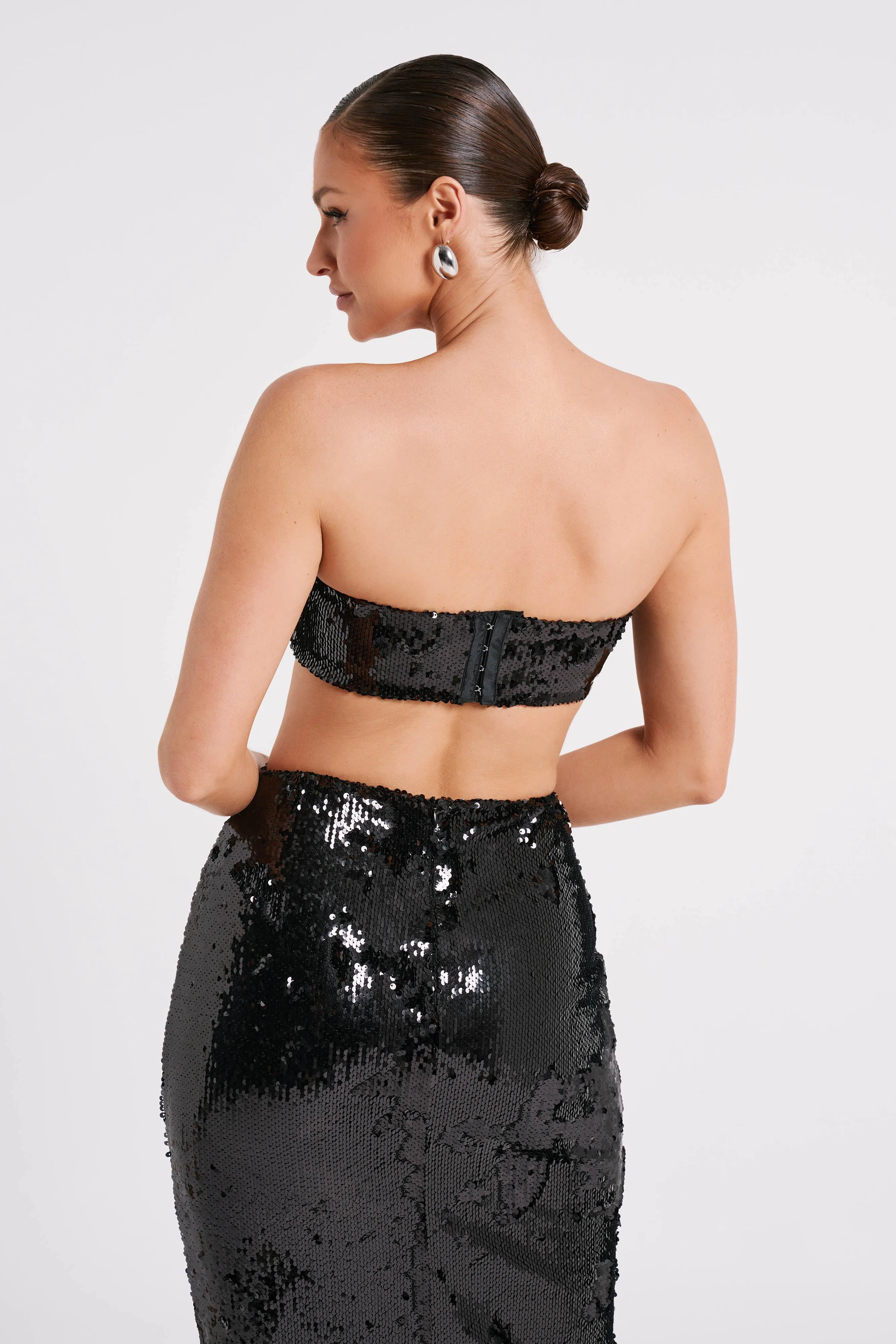 Emerie Strapless Sequin Bandeau - Black