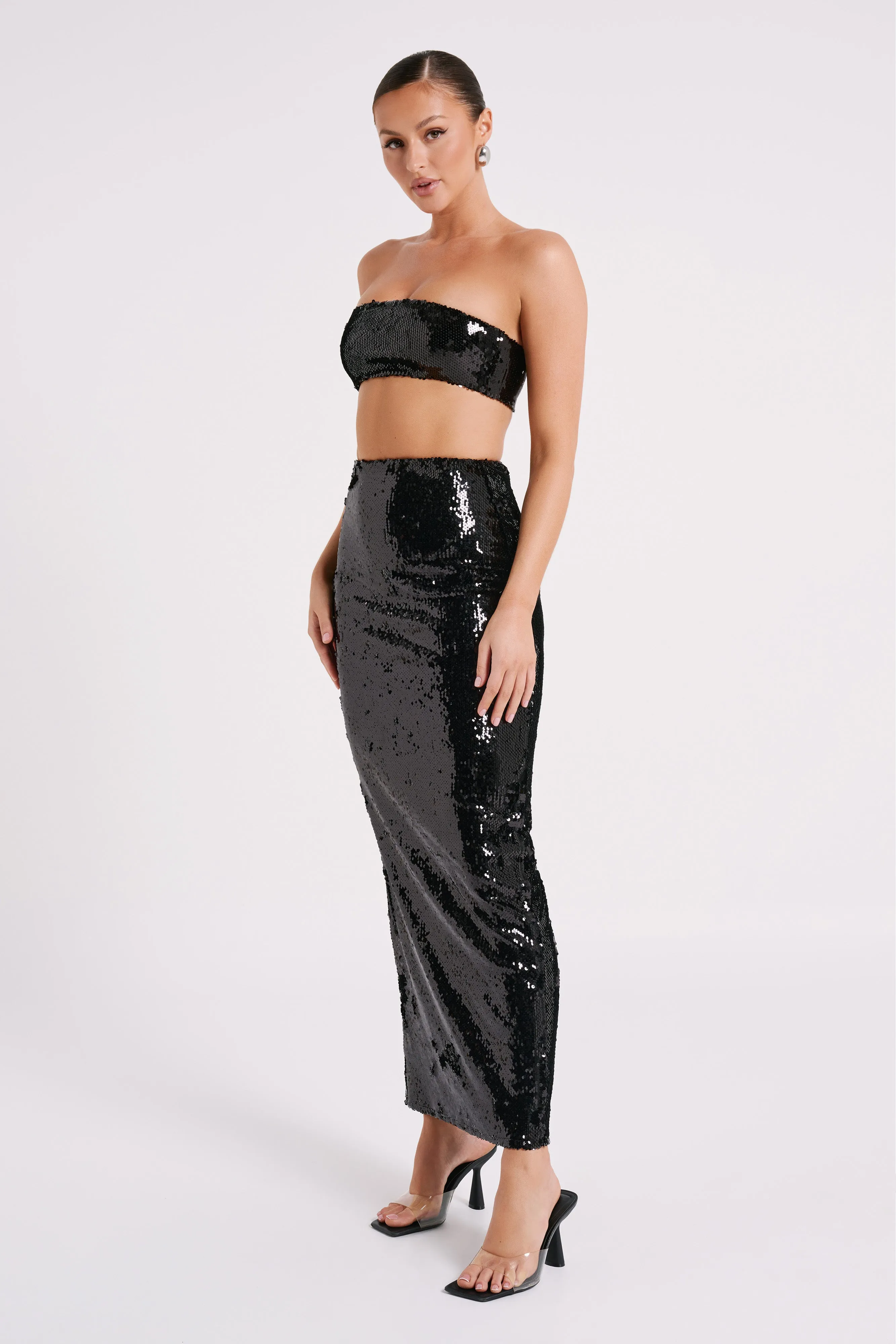 Emerie Strapless Sequin Bandeau - Black