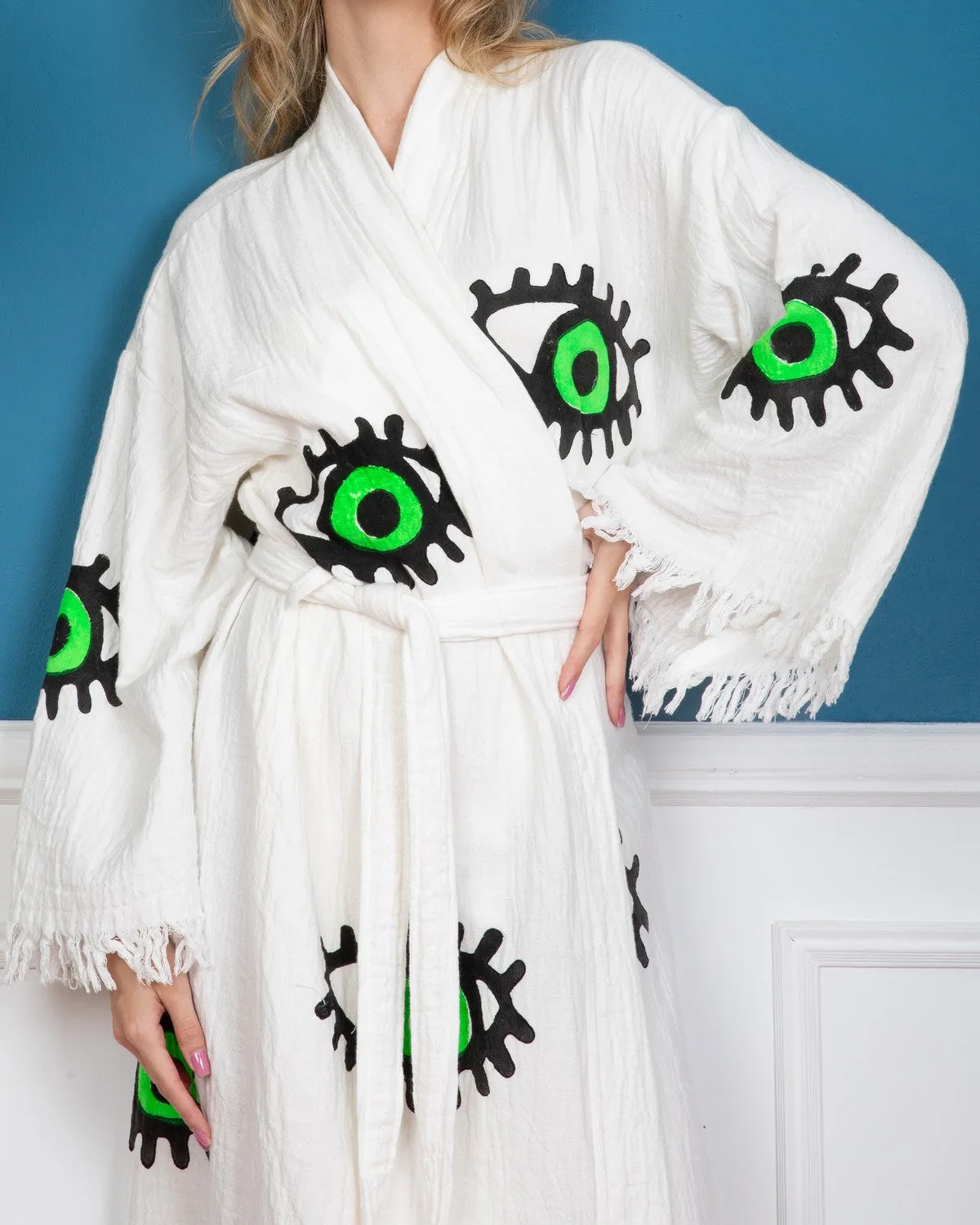 Evil Eye Green Kimono Robe