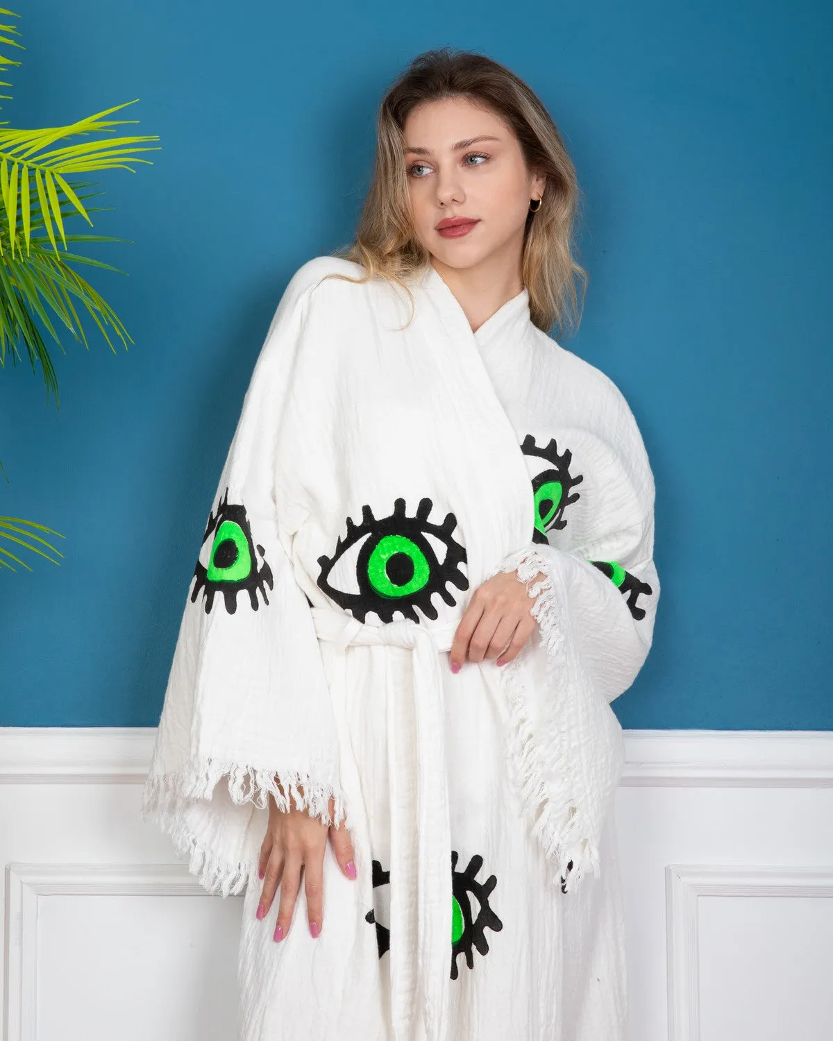 Evil Eye Green Kimono Robe