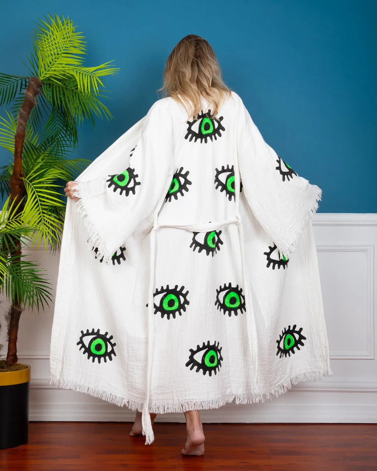 Evil Eye Green Kimono Robe