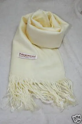 Fair Trade 70% Pashmina(Cashmere) 30% SILK Shawl White