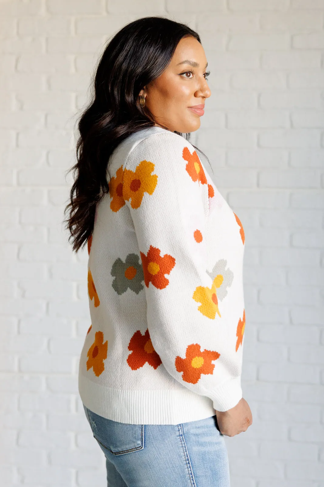 Falling Flowers Floral Daisy Sweater