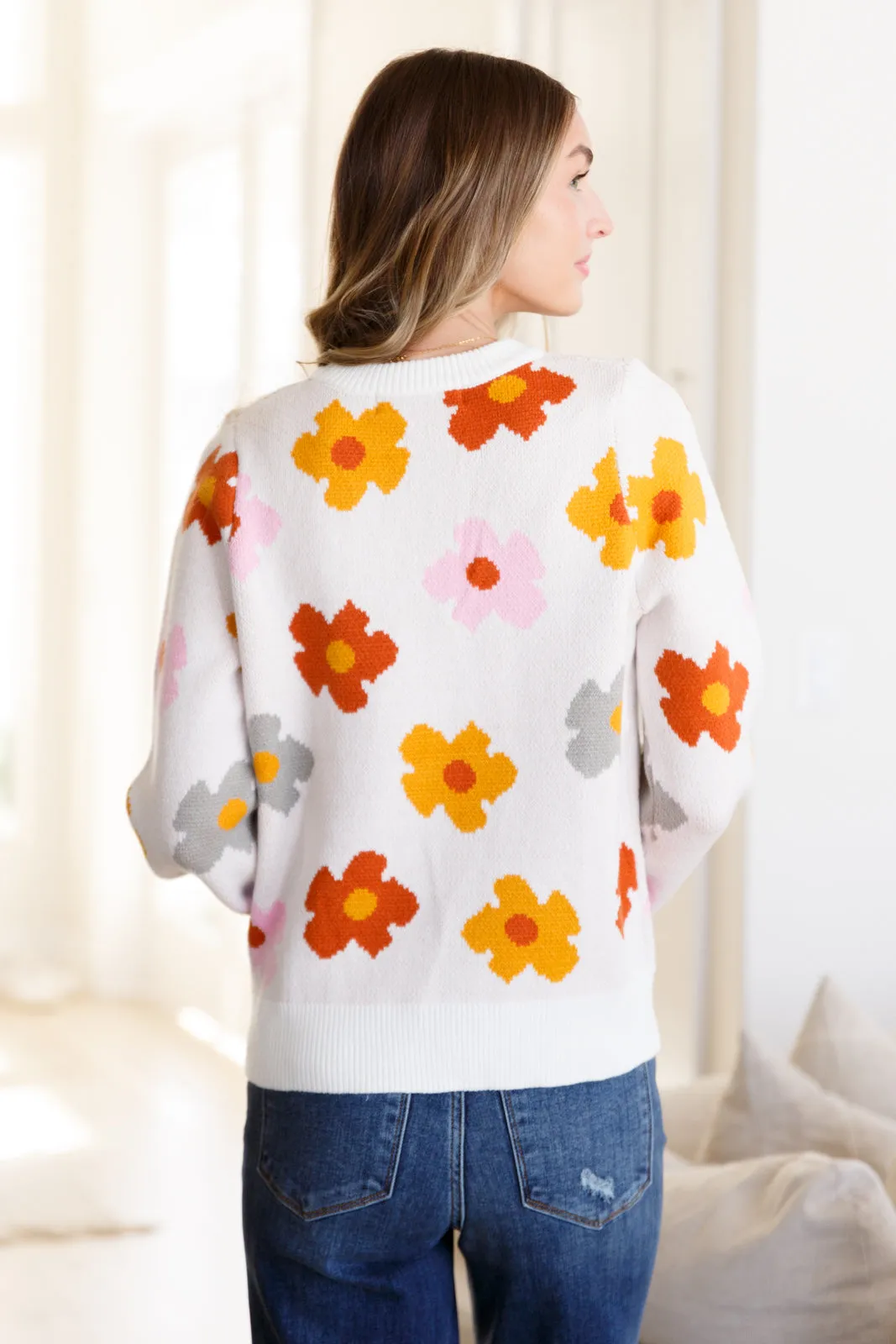 Falling Flowers Floral Daisy Sweater