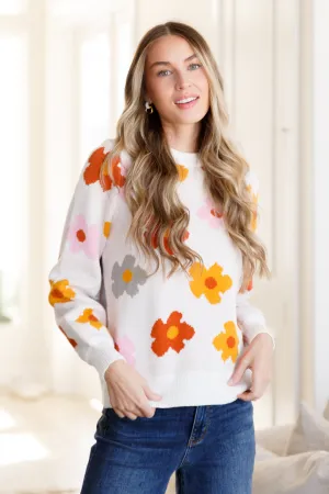 Falling Flowers Floral Daisy Sweater