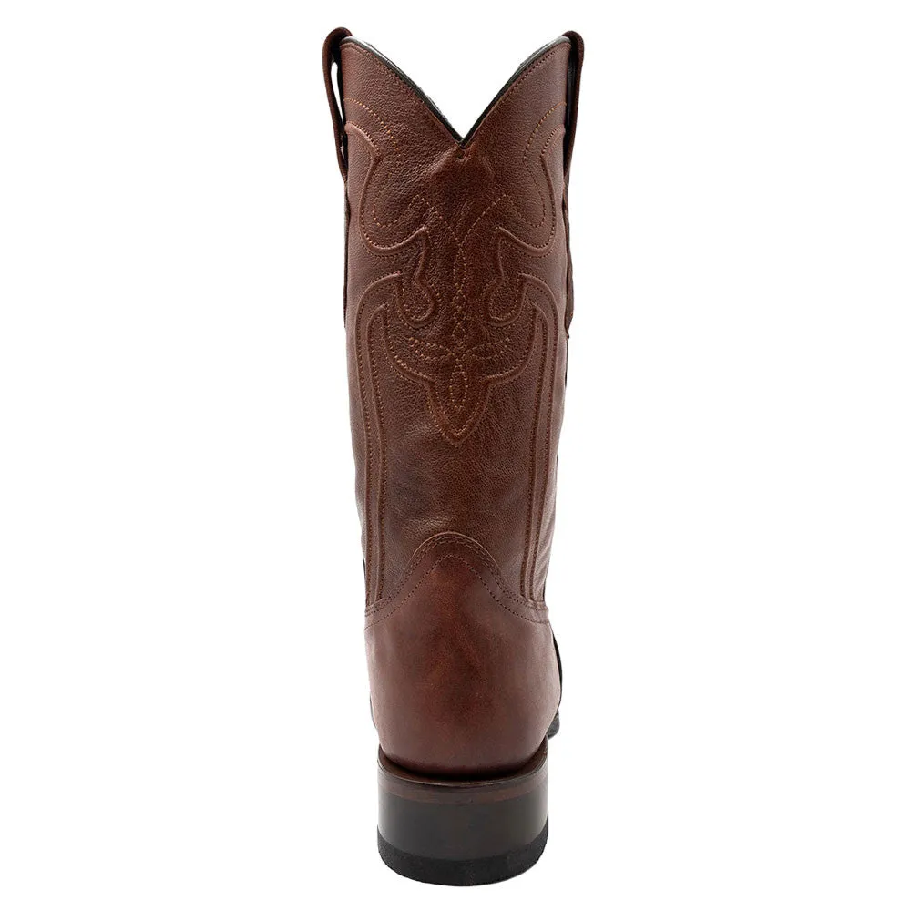 Ferrini Wyatt Brandy Full Grain Narrow Square Toe Leather Cowboy Boots