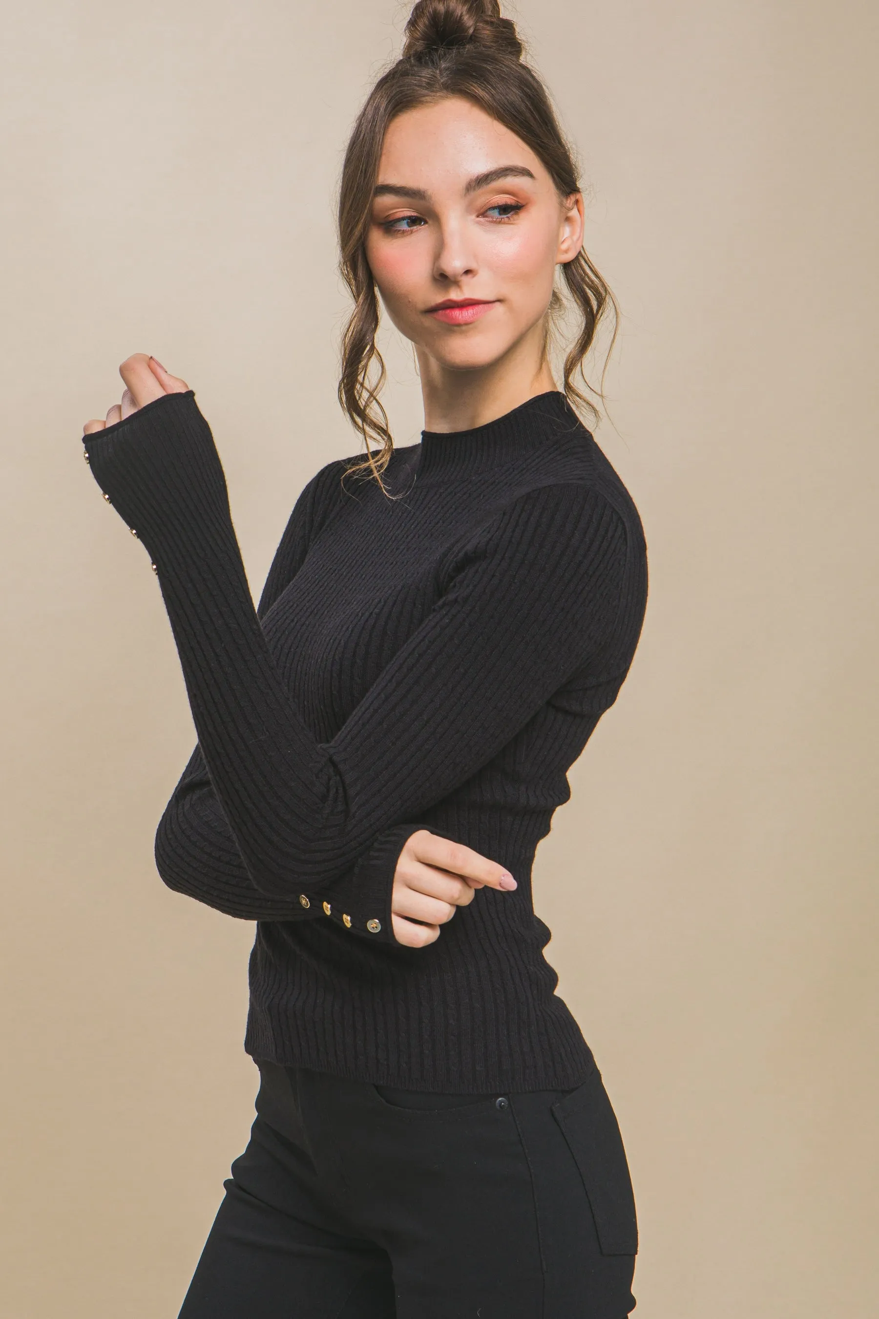 Fitted Ribbed Knit Sweater