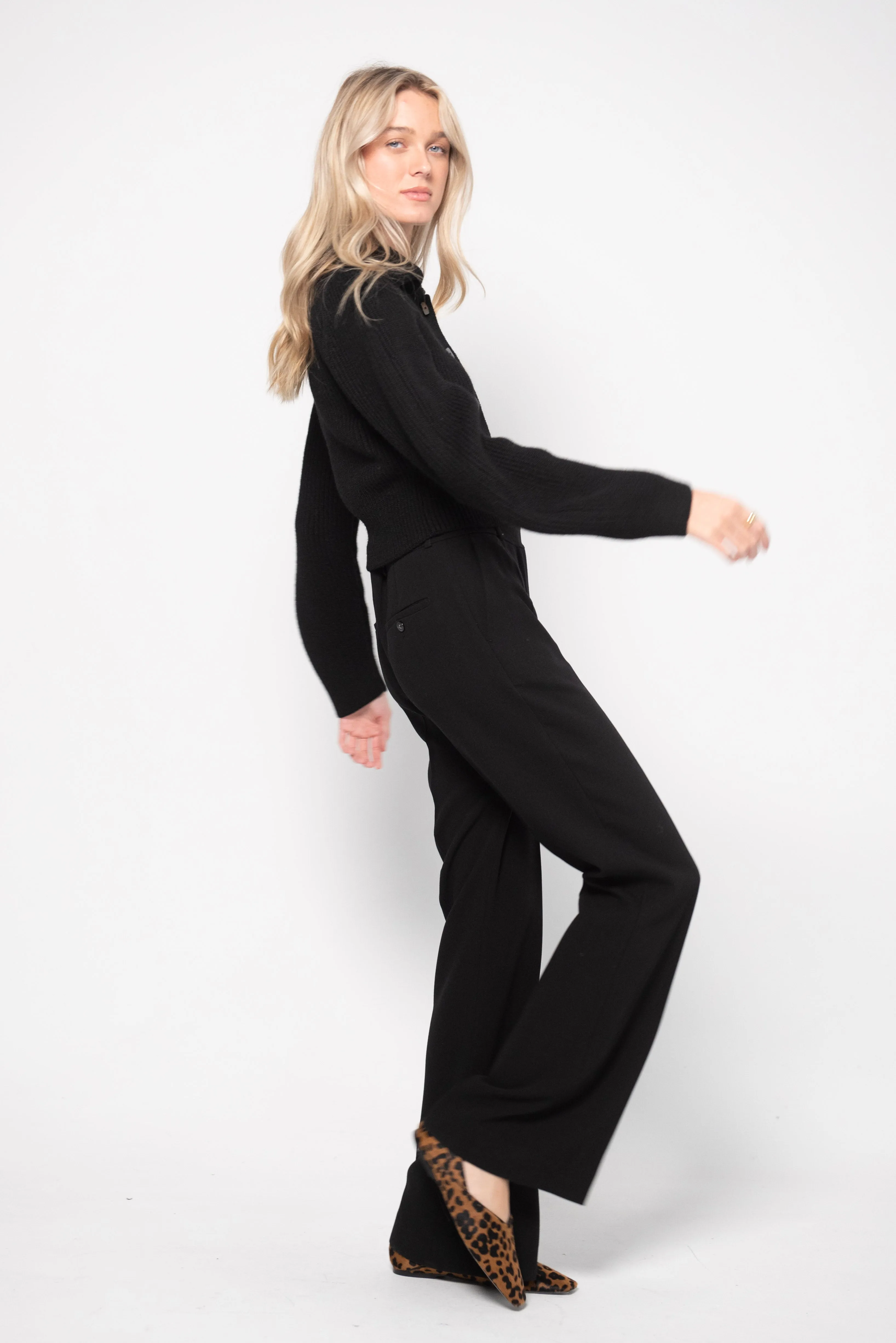 Flared Evening Trousers, Black