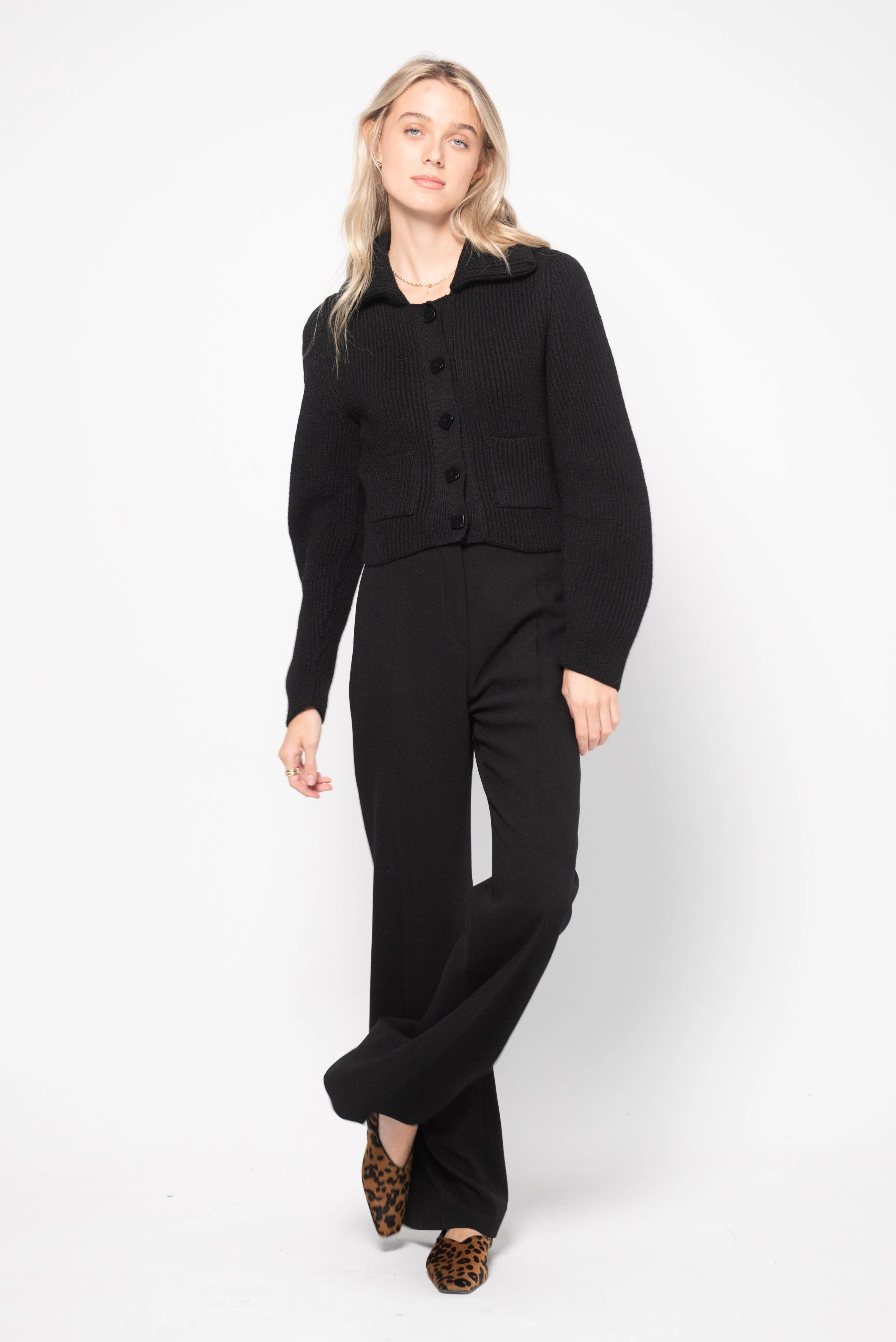 Flared Evening Trousers, Black