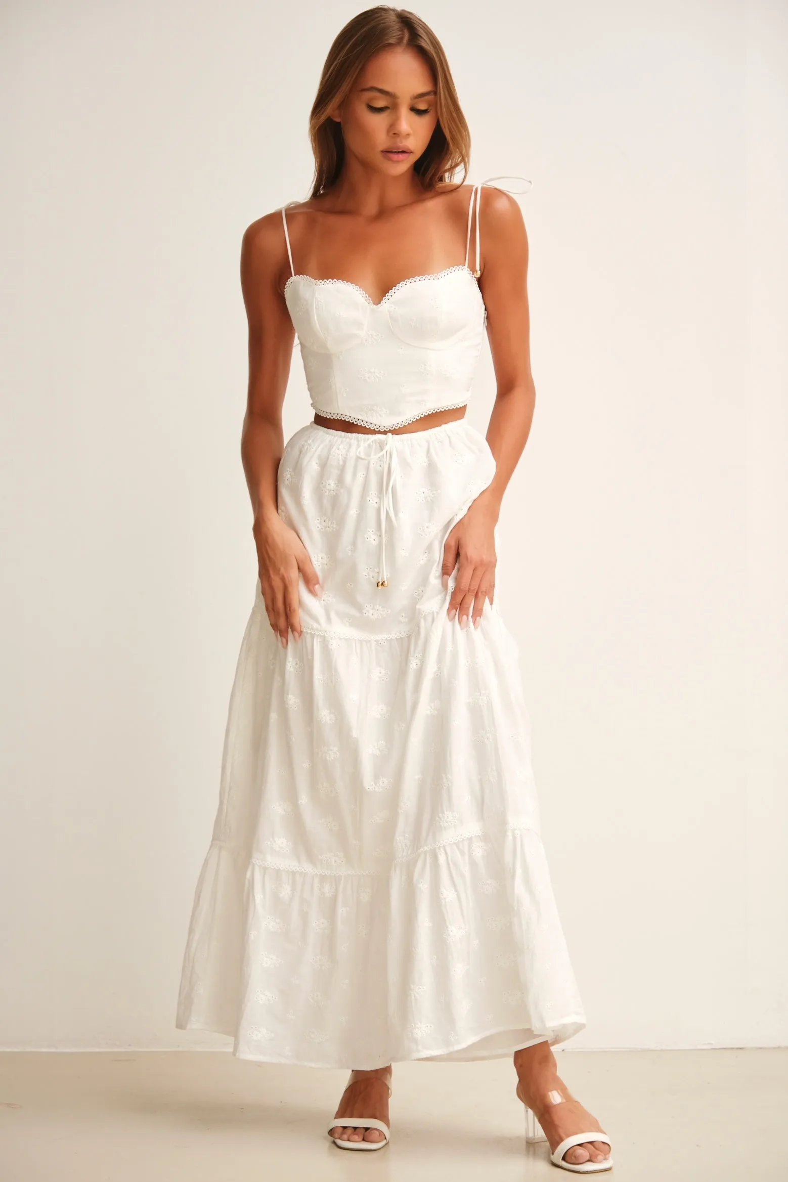 Flora Top & Maxi Skirt Co-Ord White