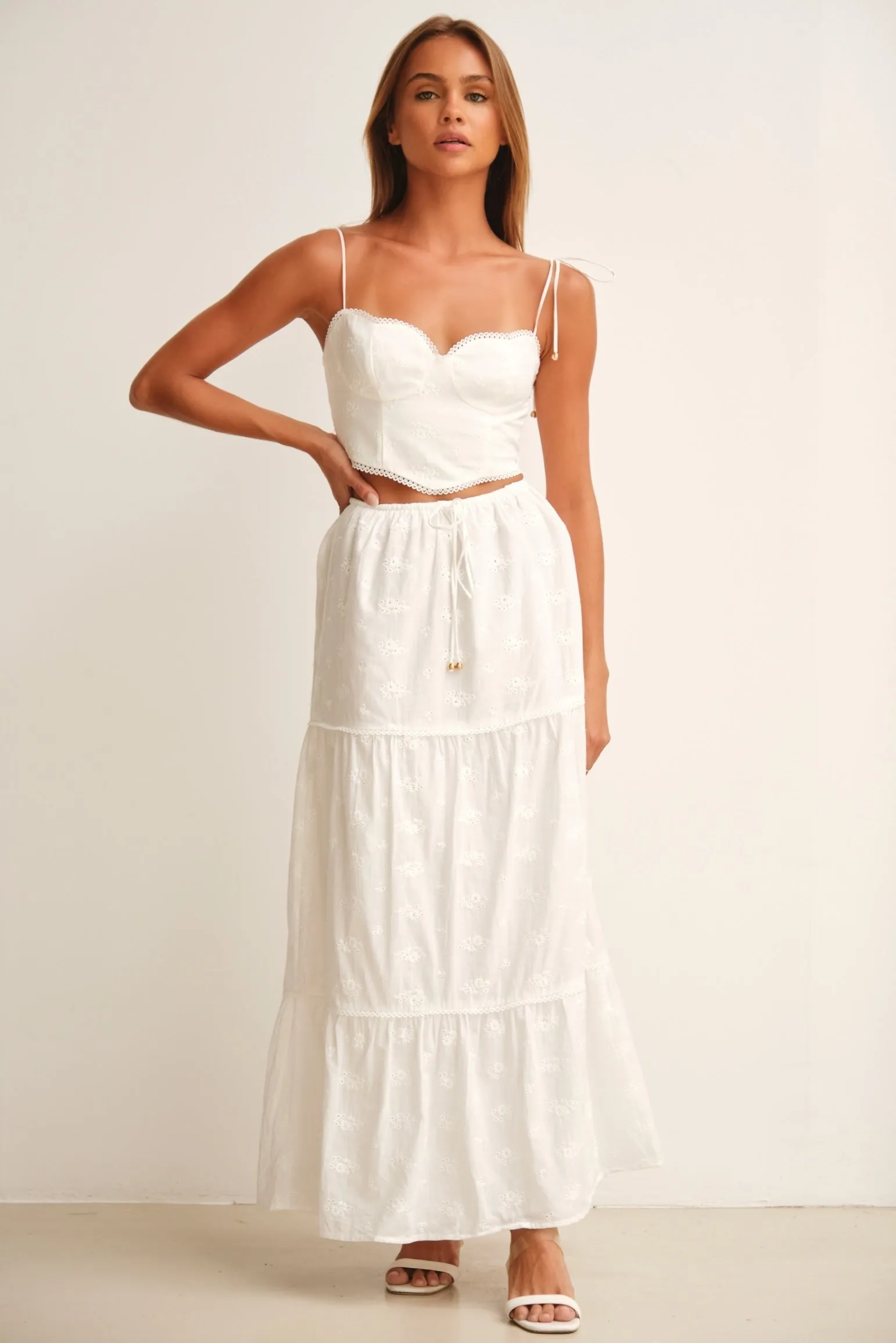 Flora Top & Maxi Skirt Co-Ord White