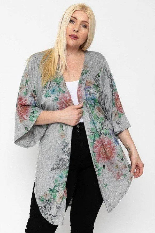 Floral Print Long Body Cardigan - 2 colors