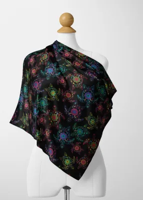 Floral Turtle Satin Shawl