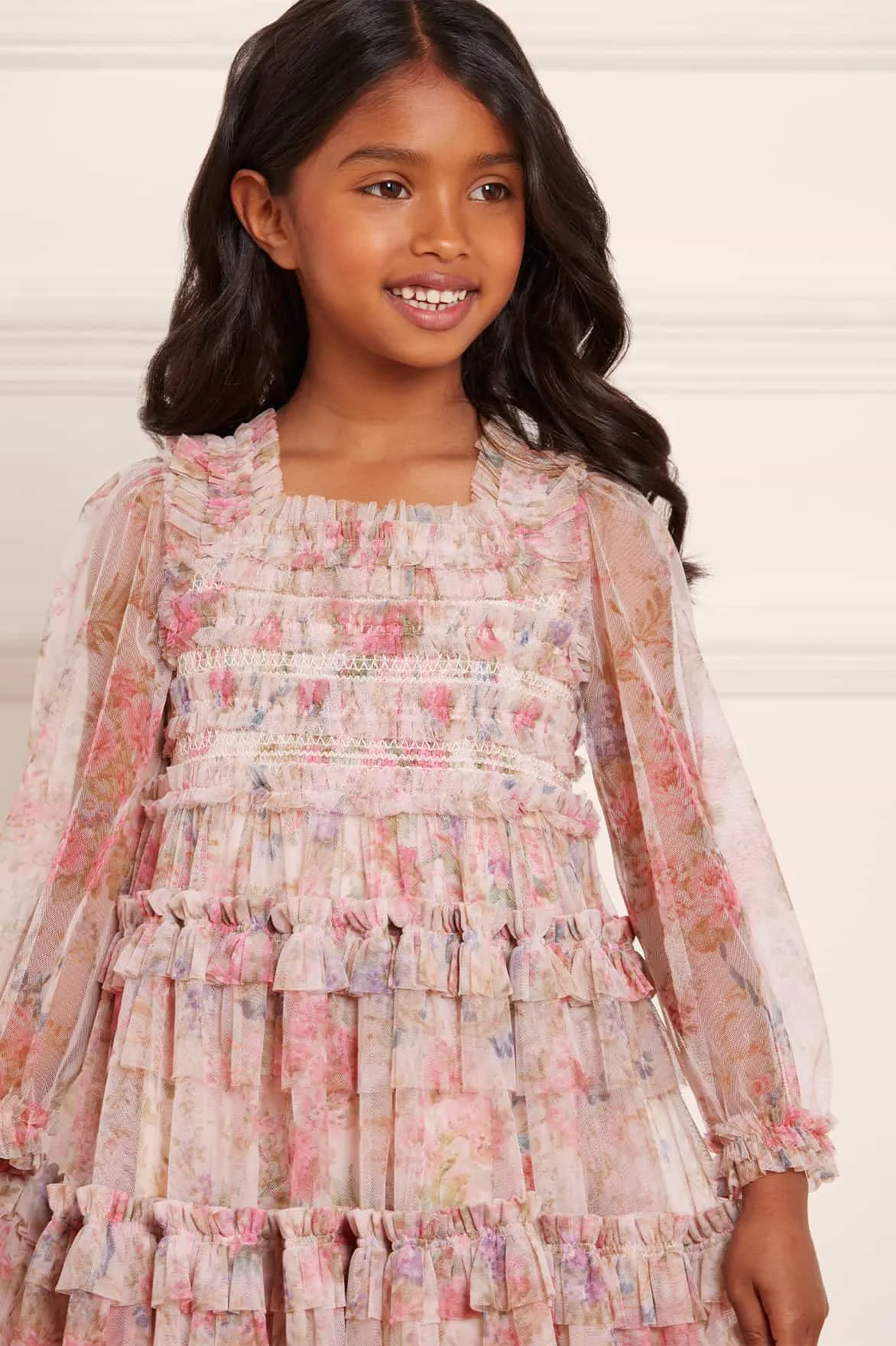 Floral Wreath Smocked Kids Dress