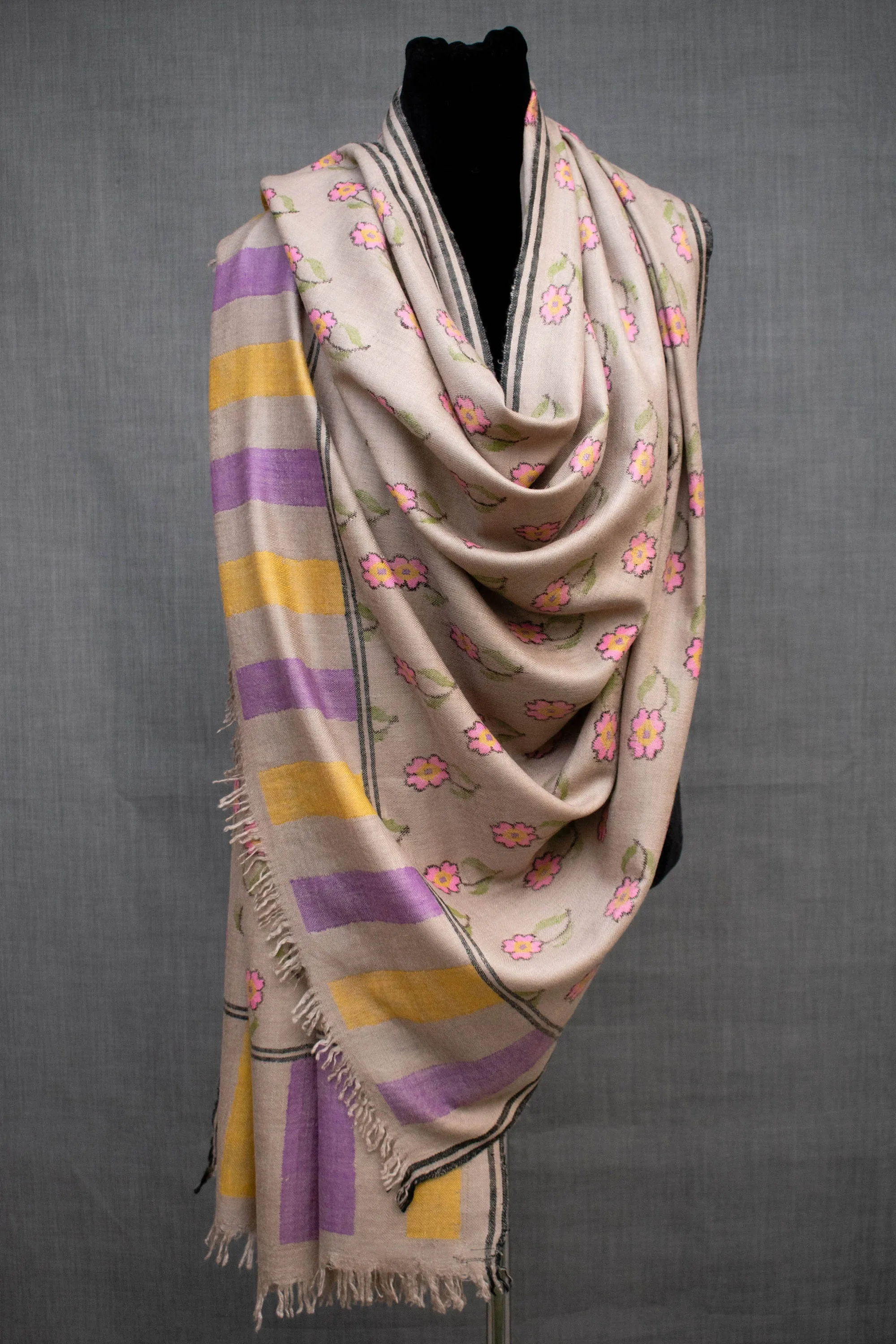 Floria Kani Shawl, Cashmere Pashmina Shawl, Handwoven, Bohemian Shawl, 40x80"