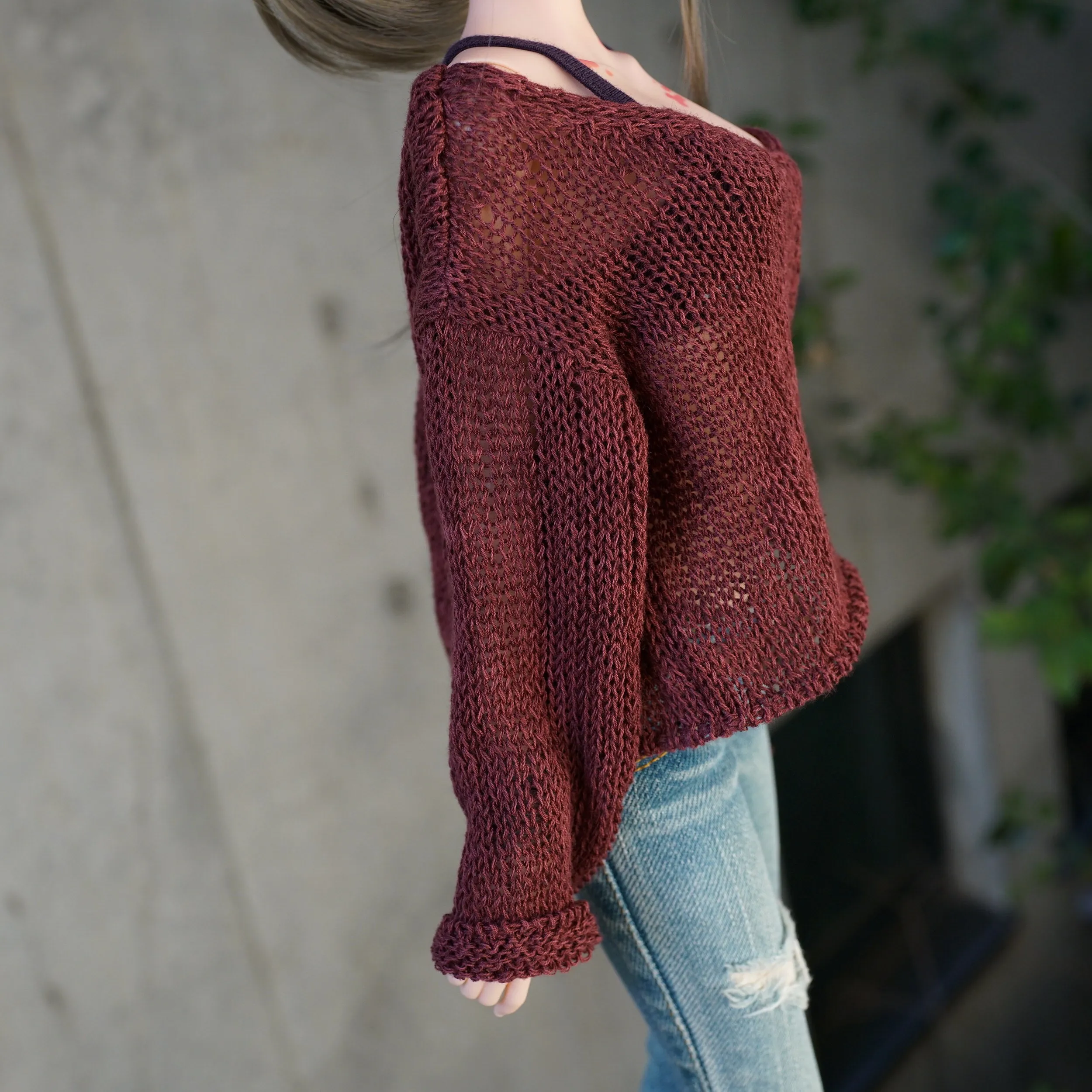 Frayed Knit Sweater (Rusty Brown) [Pear Body]