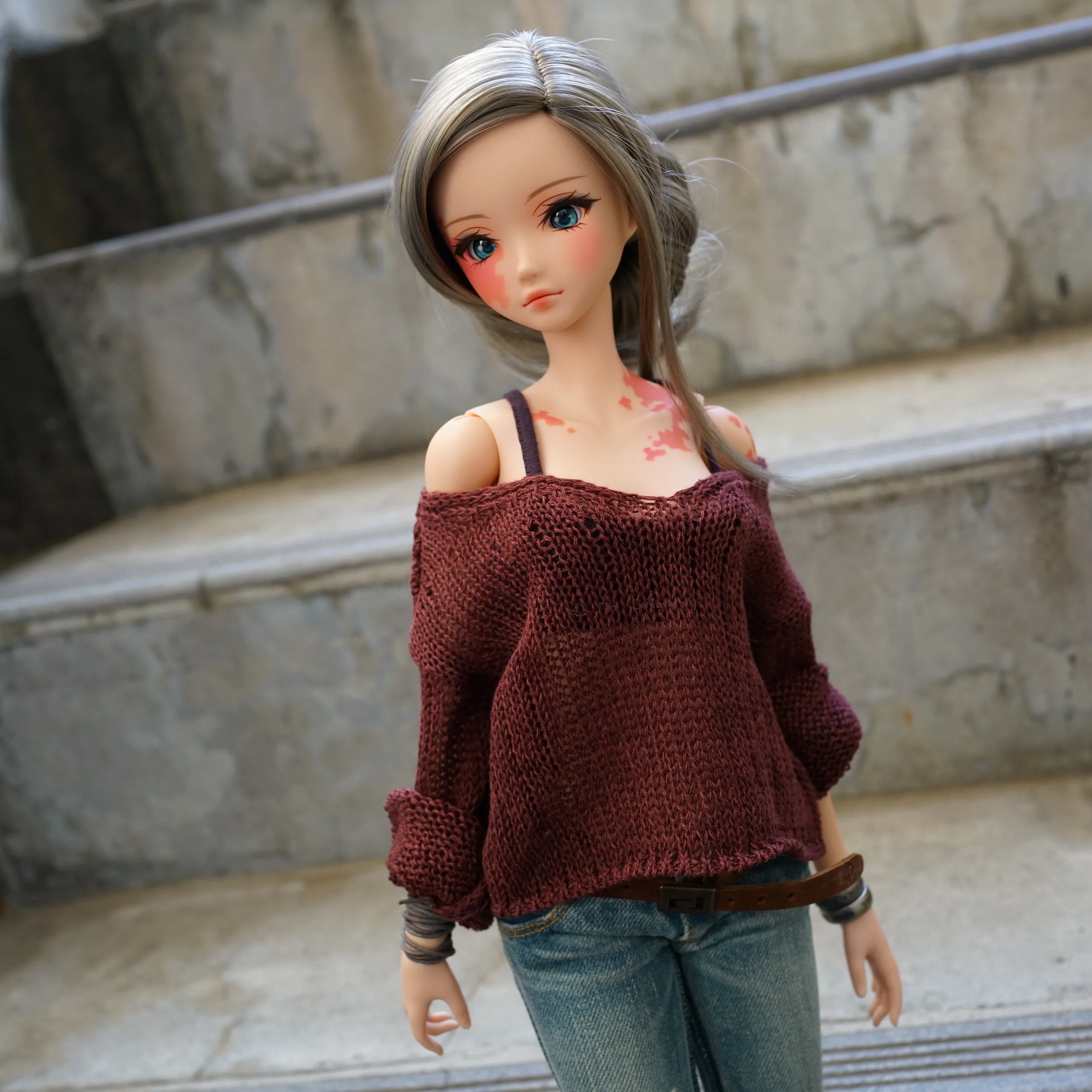 Frayed Knit Sweater (Rusty Brown) [Pear Body]