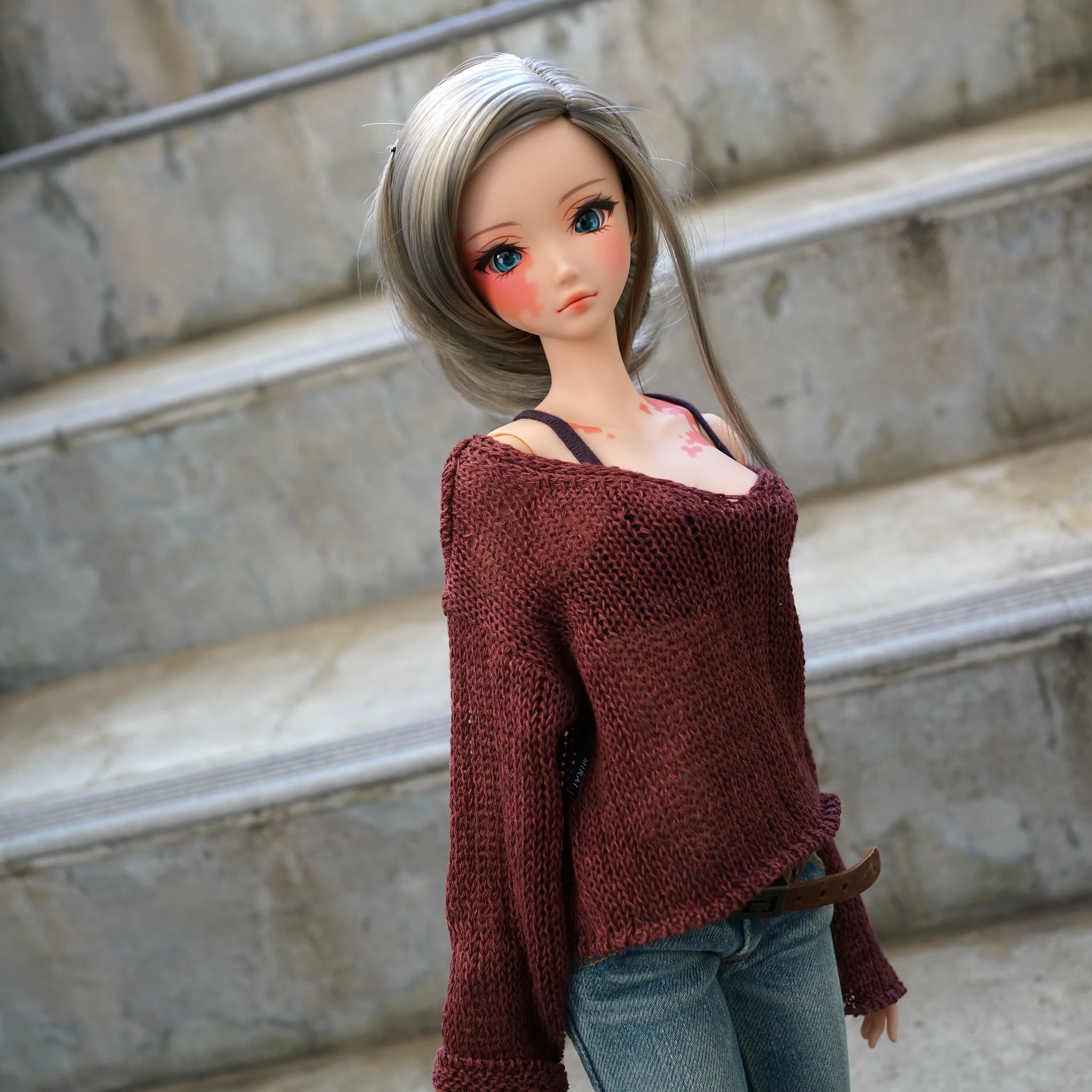 Frayed Knit Sweater (Rusty Brown) [Pear Body]