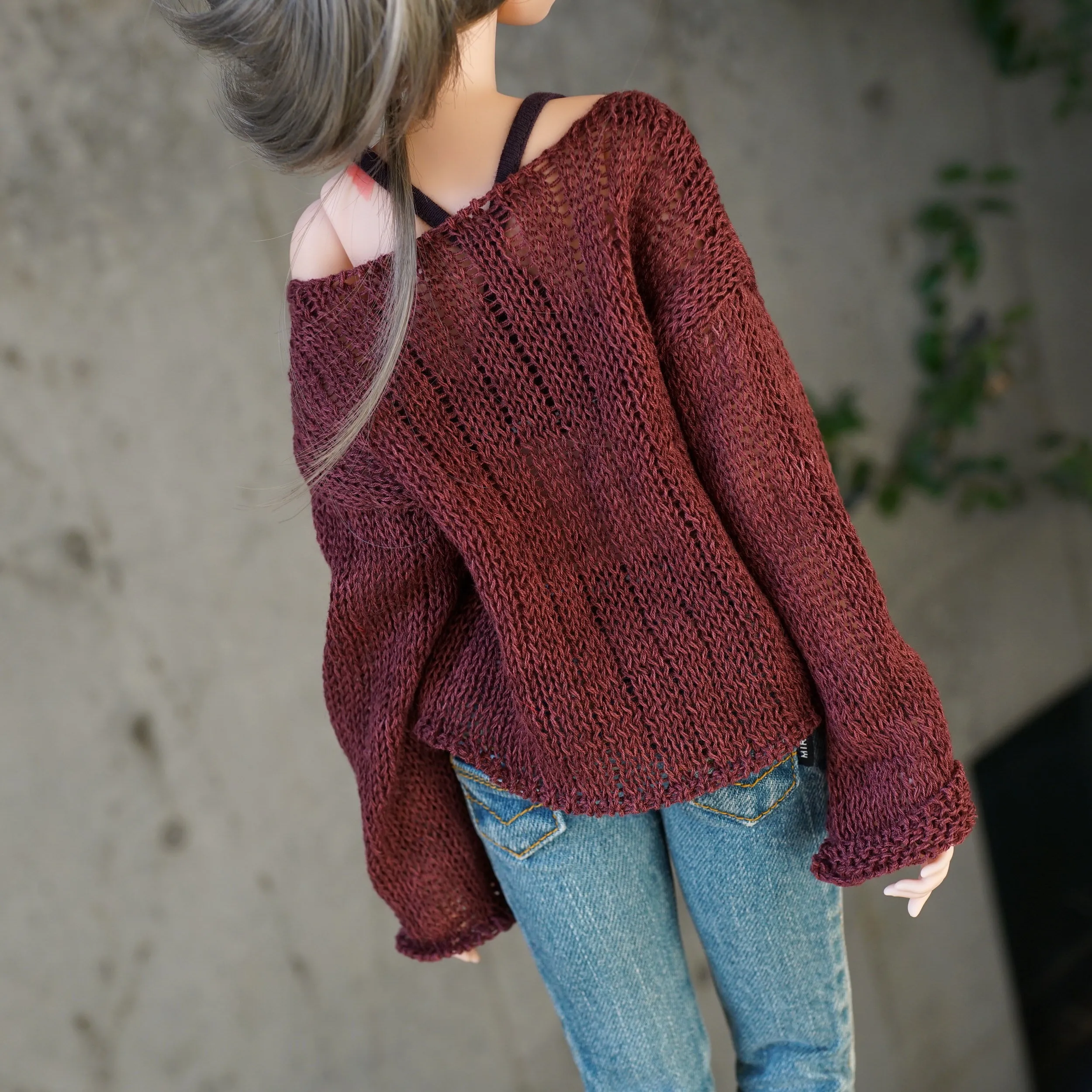 Frayed Knit Sweater (Rusty Brown) [Pear Body]