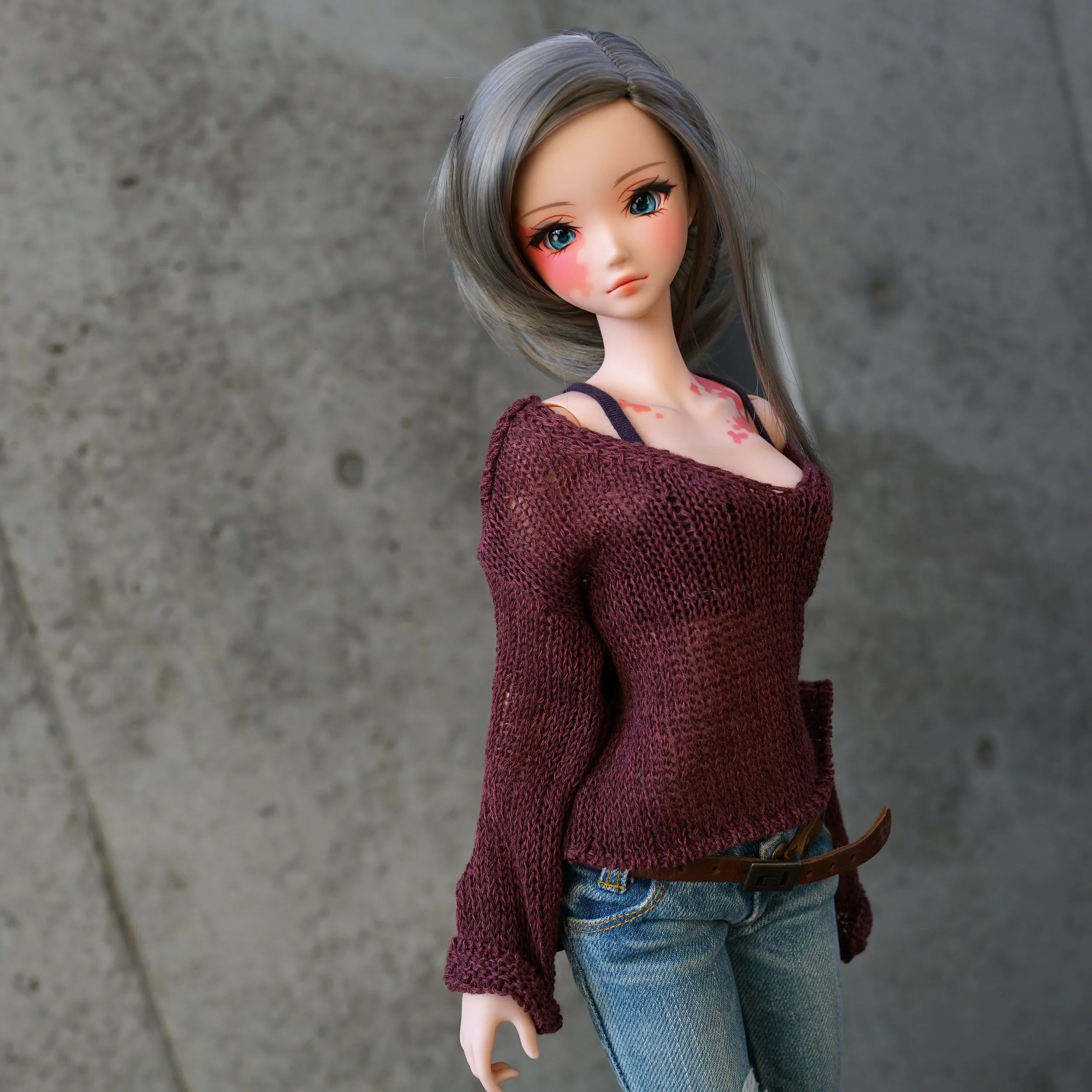 Frayed Knit Sweater (Rusty Brown) [Pear Body]