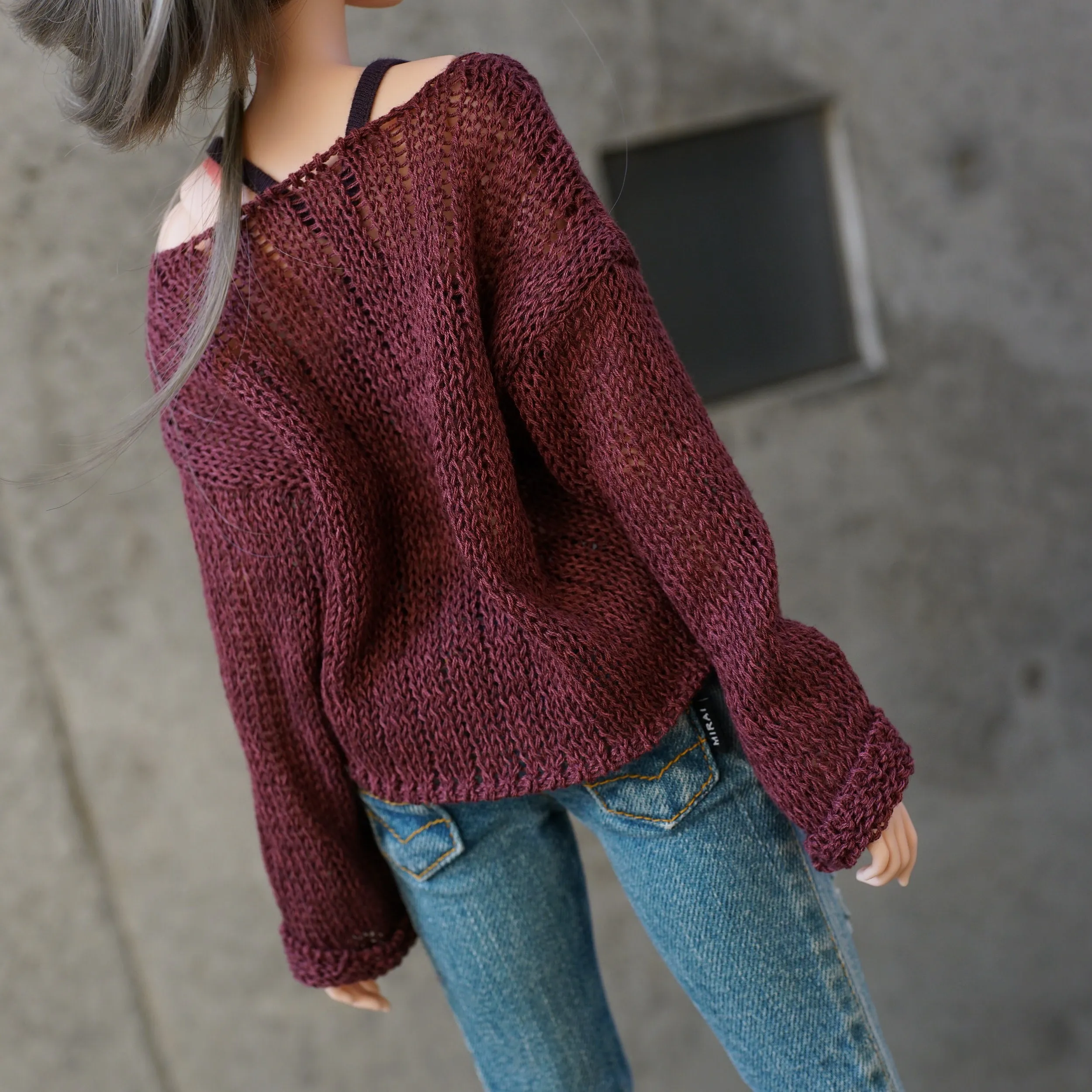 Frayed Knit Sweater (Rusty Brown) [Pear Body]