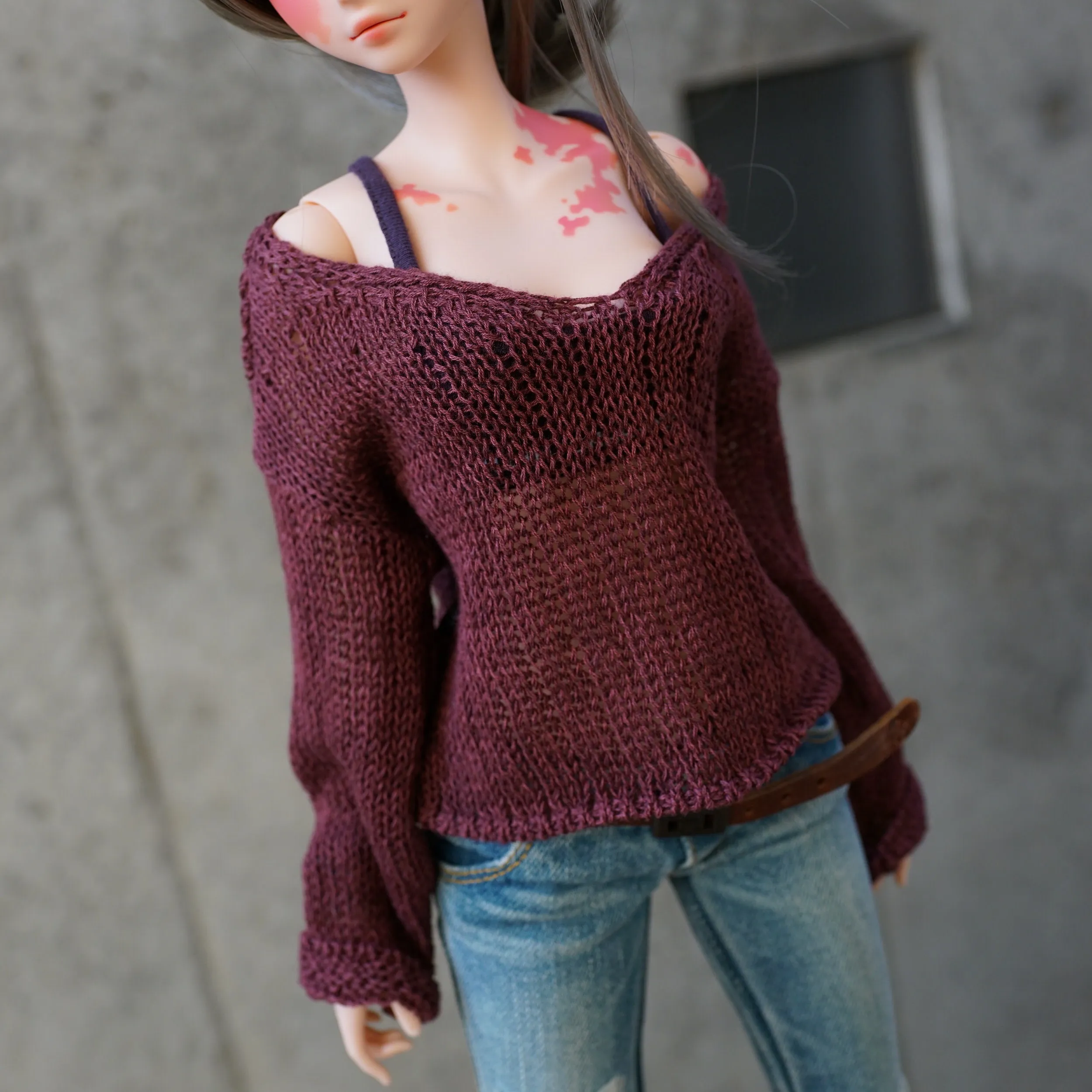 Frayed Knit Sweater (Rusty Brown) [Pear Body]