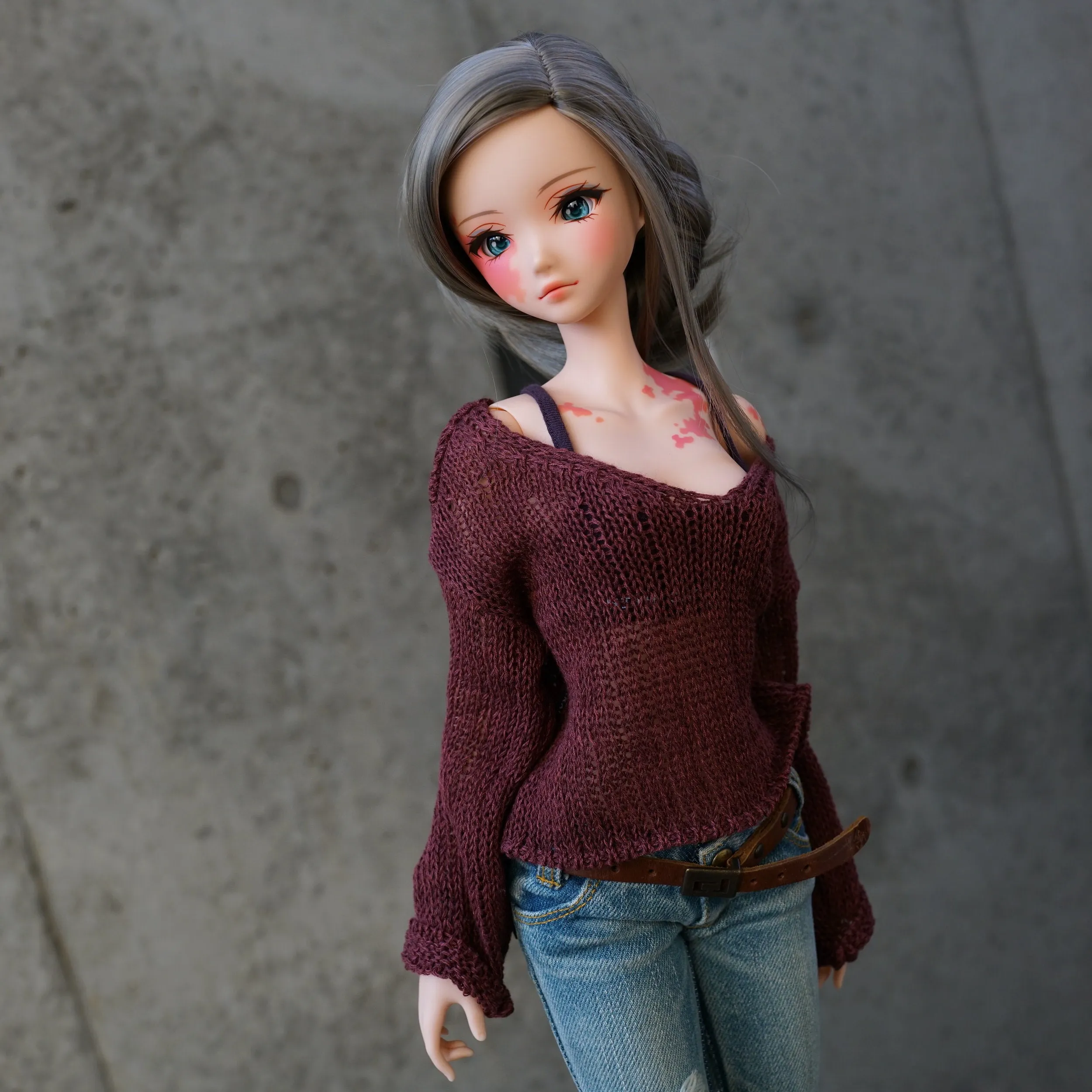 Frayed Knit Sweater (Rusty Brown) [Pear Body]