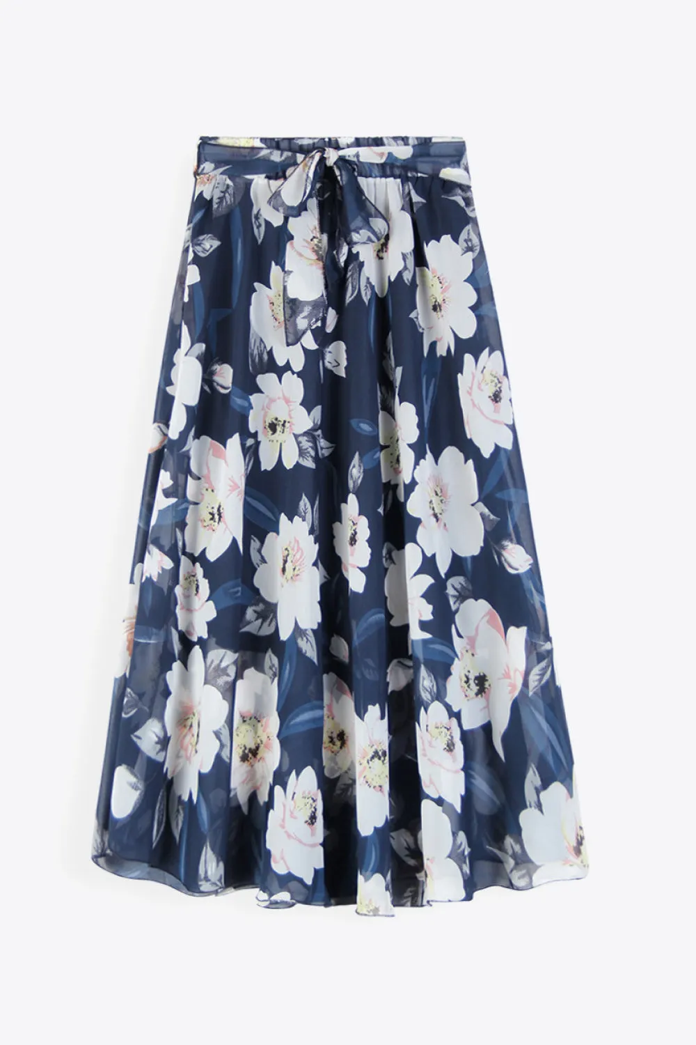 Full Size Floral Tie-Waist Skirt (TB7) T