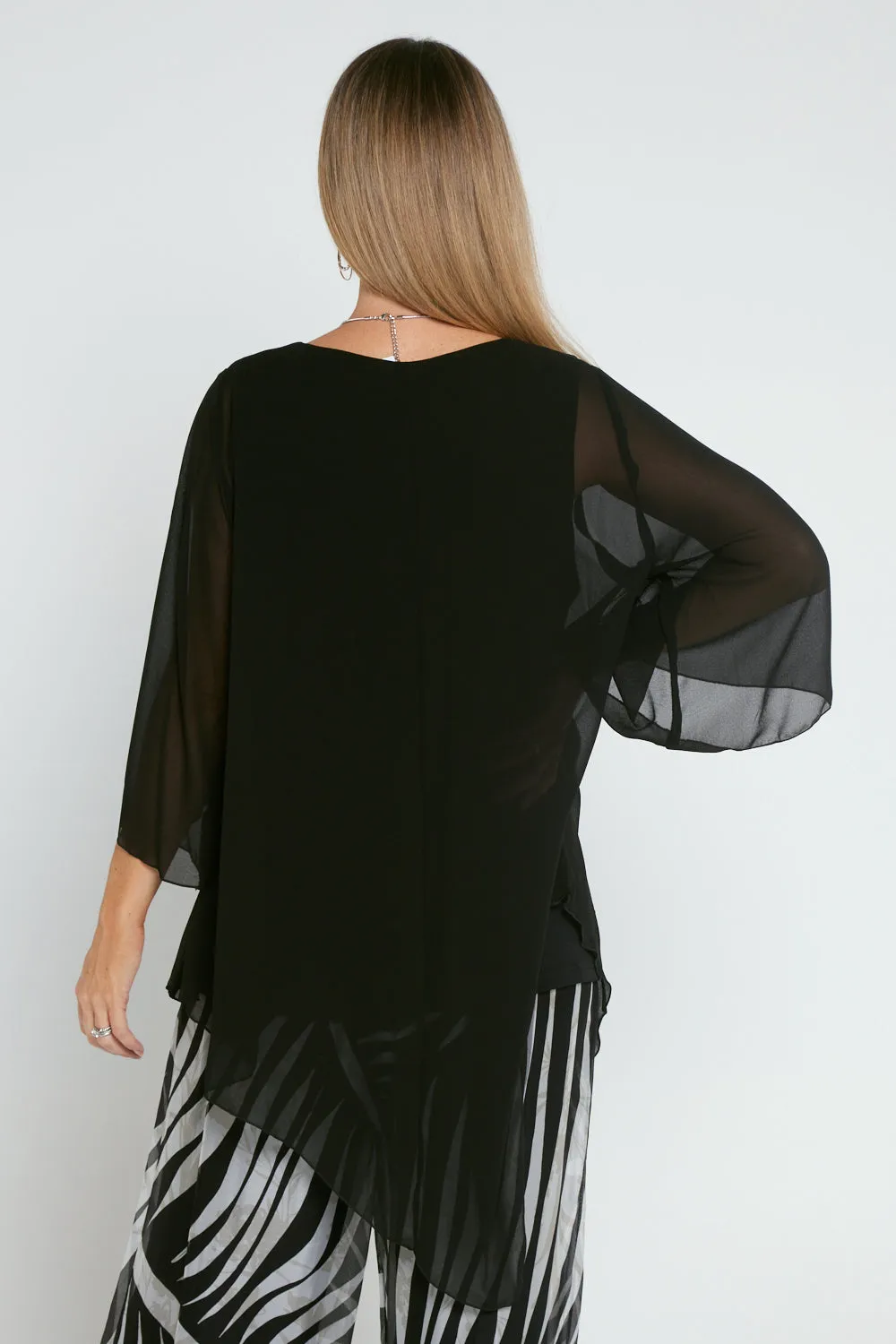 Genevieve Chiffon Top - Black