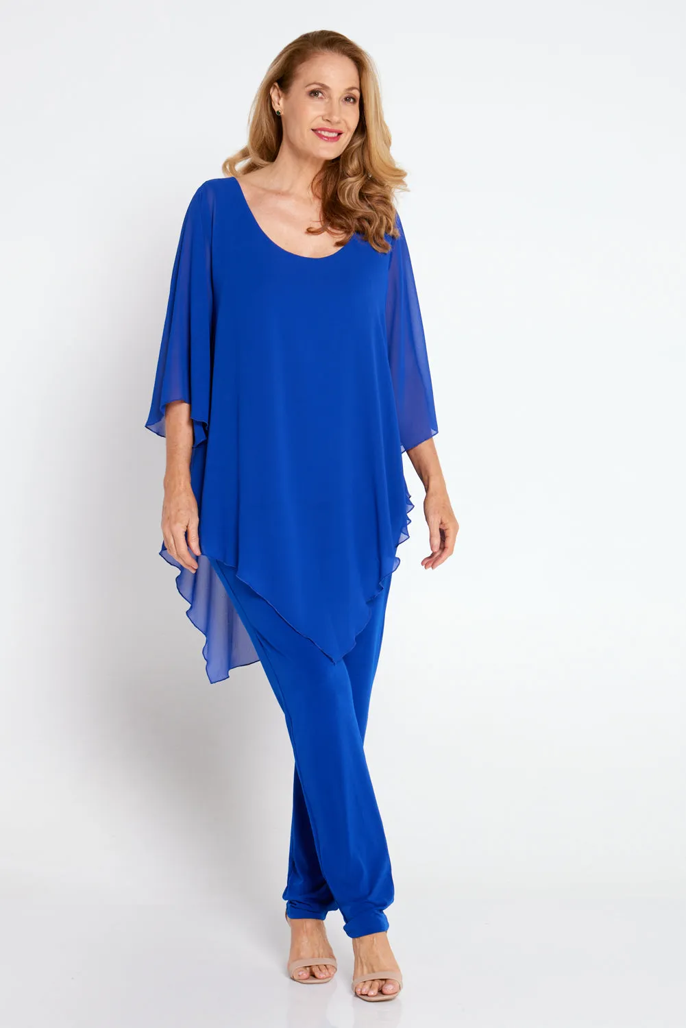 Genevieve Chiffon Top - Royal Blue