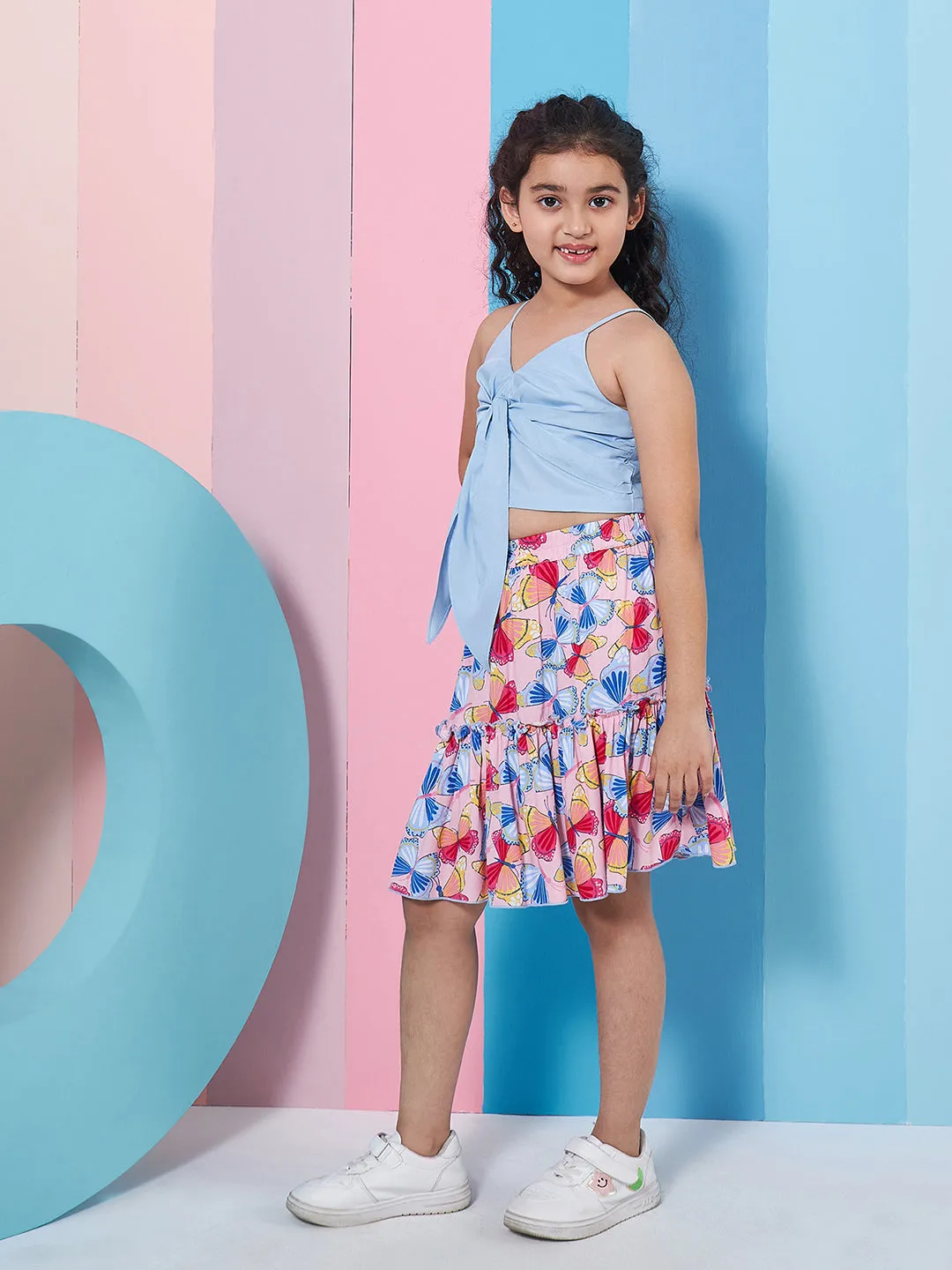 Girls Printed Top With Skirt - PS Peaches