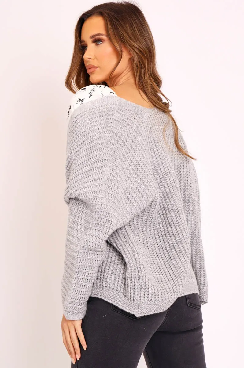 Grey Oversized Chunky Knit Cardigan - Courtney