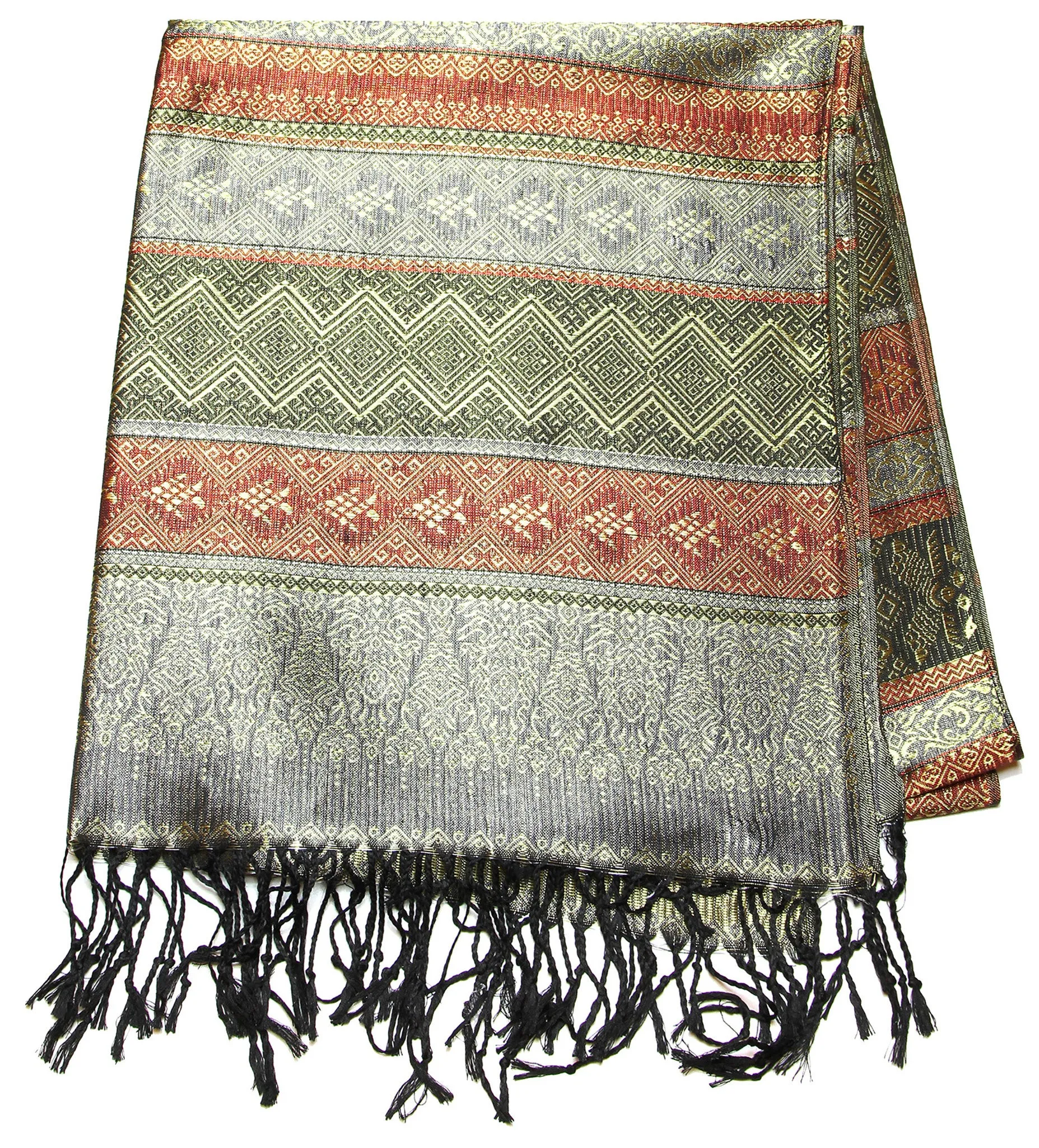 Hand Made Pashmina Shawl Scarf Silver